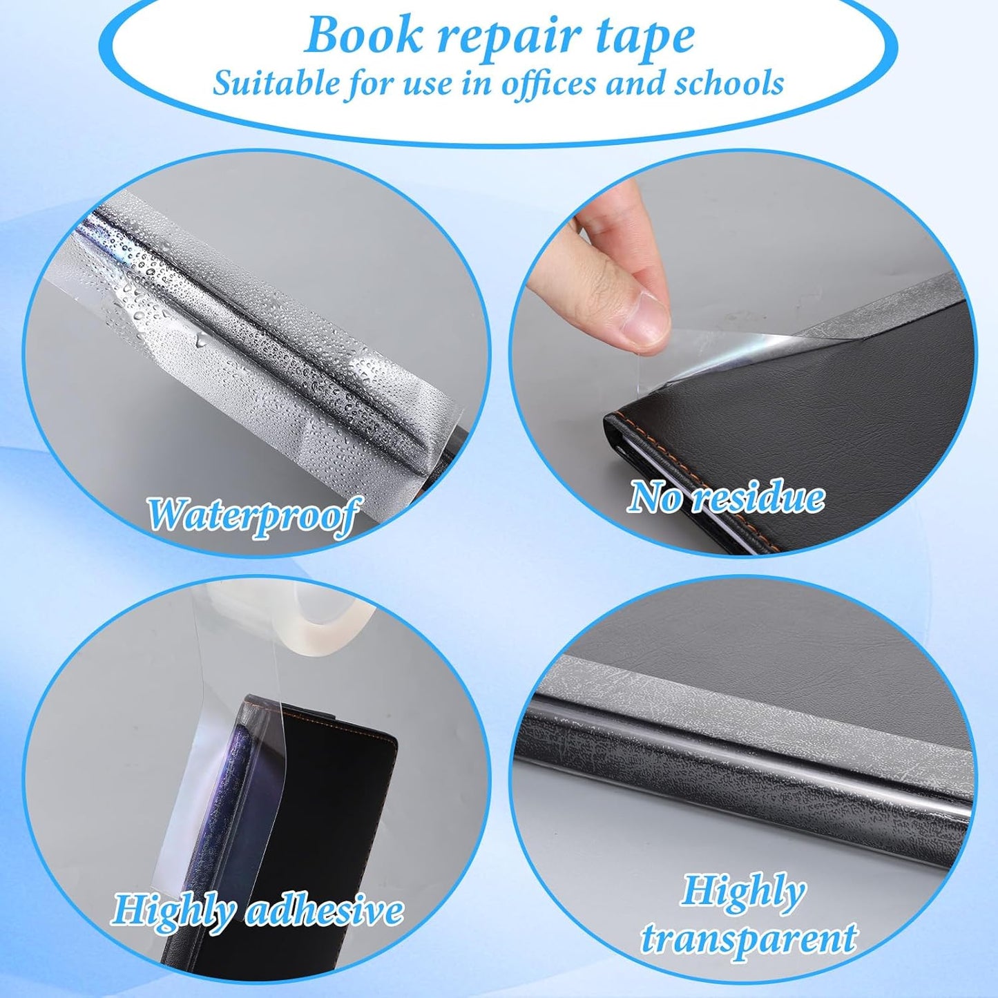 Clear Book Binding Tape 2 Inch Wide Archival Safe Acid-Free Book Repair Tape for Broken Pages Waterproof Adhesive Books Binding Tapes Material for Reinforcing Books Spines(2 Inch x 16.5 Feet)
