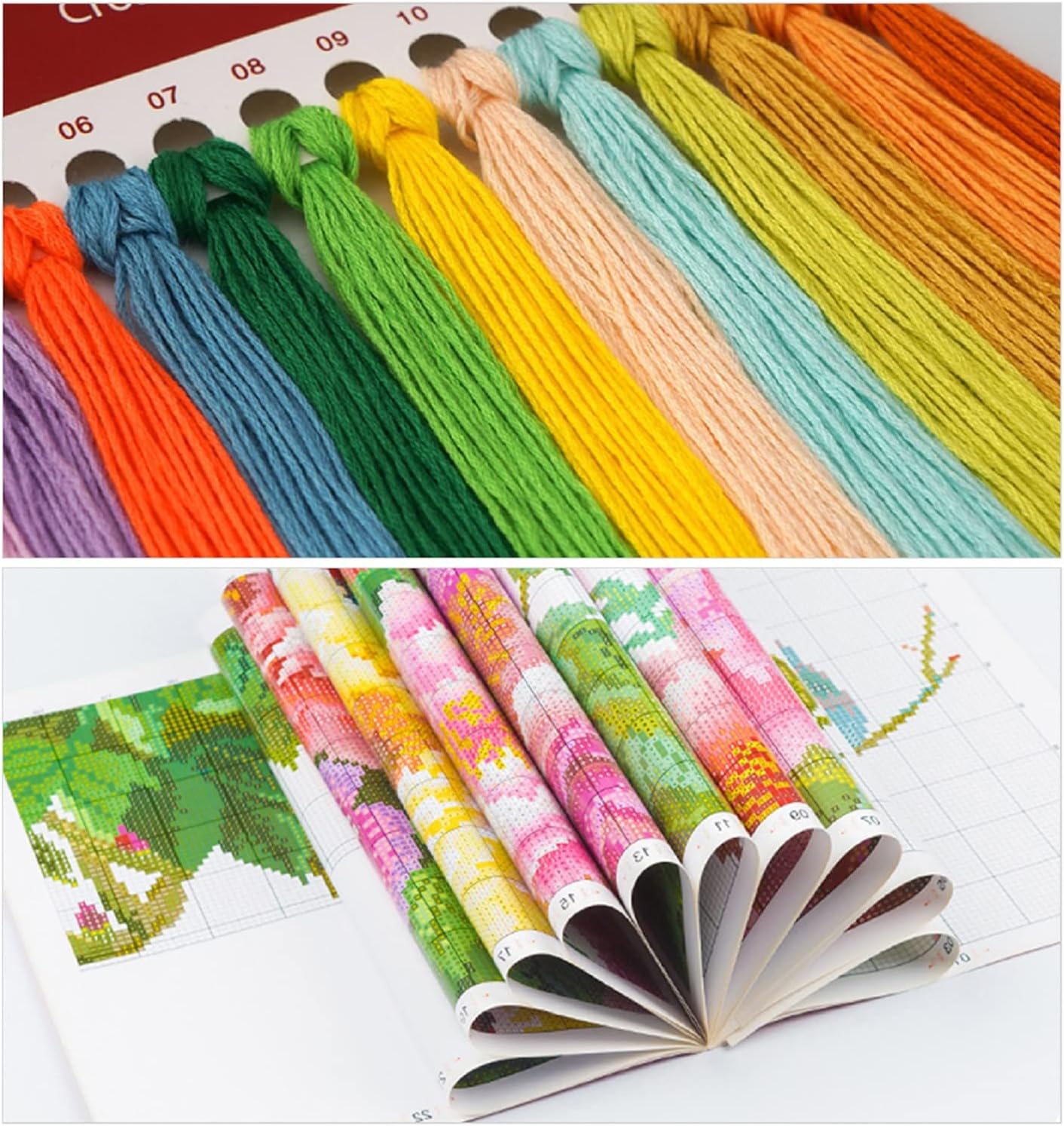 Foxhool Beginners Cross Stitch Kits Stamped Full Range of Embroidery Kits for Adults DIY Cross Stitches kit Embroidery Patterns for Needlepoint kit-Colorful Cat Family 18x18 inch