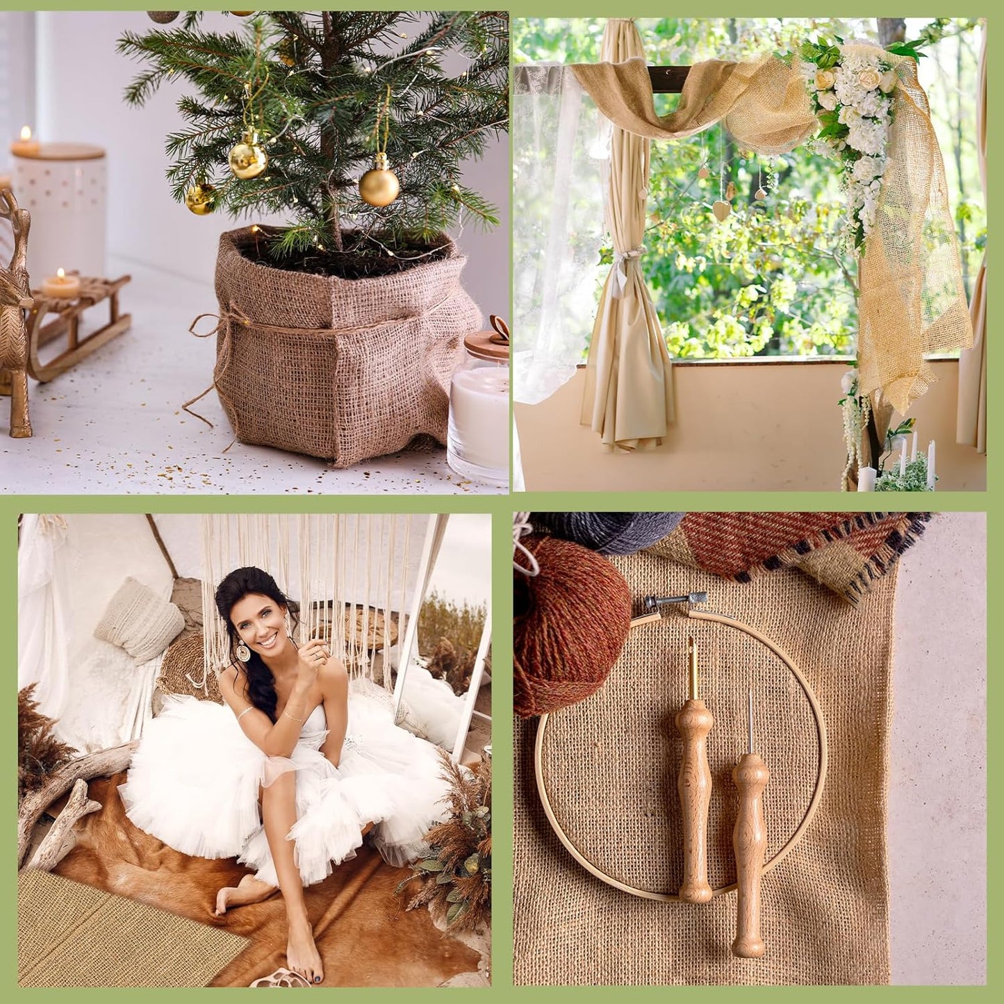 Buryeah 60 Inch x 50 ft Burlap Fabrics Roll Natural Jute Burlap Garden Tree Wrap Outdoor Weed Barrier DIY Fall Halloween Craft Winter Frost Plant Landscape Blankets Cloth for Plant Gardening Shrubs