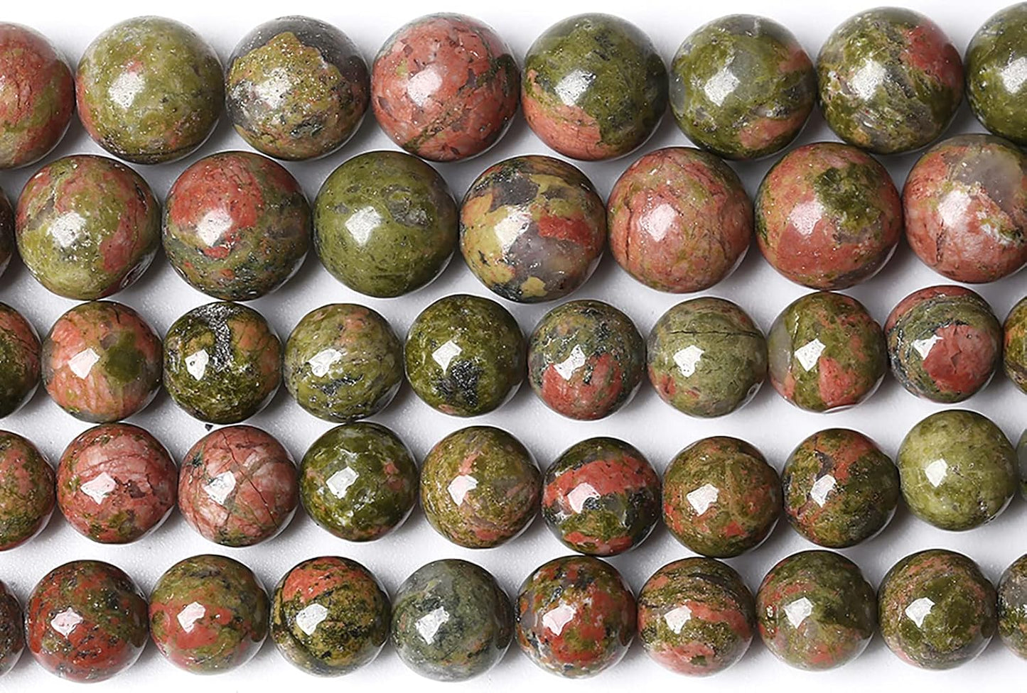45pcs 8mm Natural Unakite Gemstone Beads Round Loose Beads for Jewelry Making DIY Bracelet Necklace