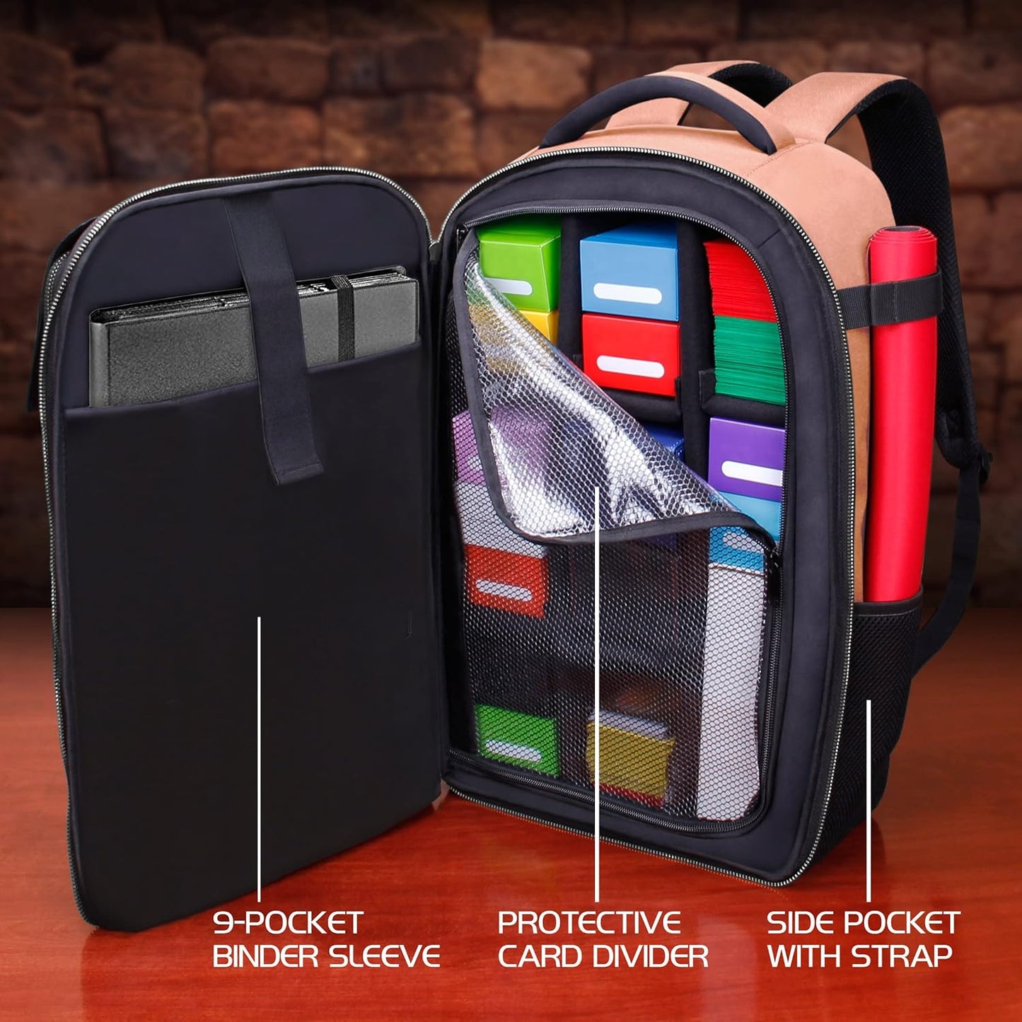 ENHANCE MTG Backpack TCG Card Storage - TCG Backpack for Deck Boxes, Sleeved Cards, Playmats, MTG Accessories