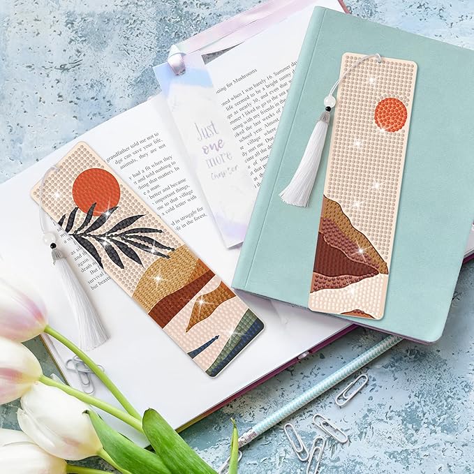 8 Pieces Christian Bible Verse Diamond Art Bookmarks 5d Christian Beaded Bookmark Acrylic Tassel Bookmark for DIY Making Beginners Kids Adults Arts Craft Supplies (Boho)