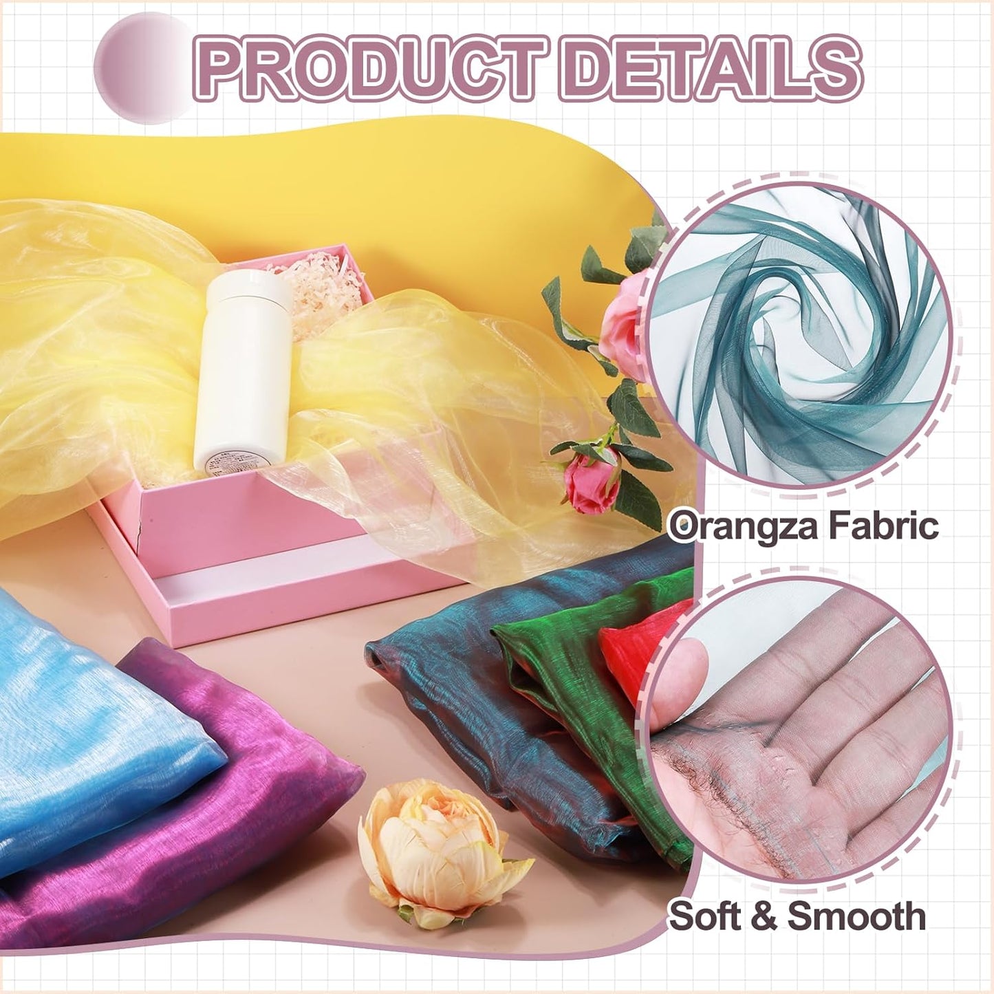 MECCANIXITY Iridescent Sheer Organza Fabric, 2 Yards x 59 Inches Solid Holographic Shiny Fabric Organza Cloth for Wedding, Curtains, Costume, Photo Background, Gradient Black Blue