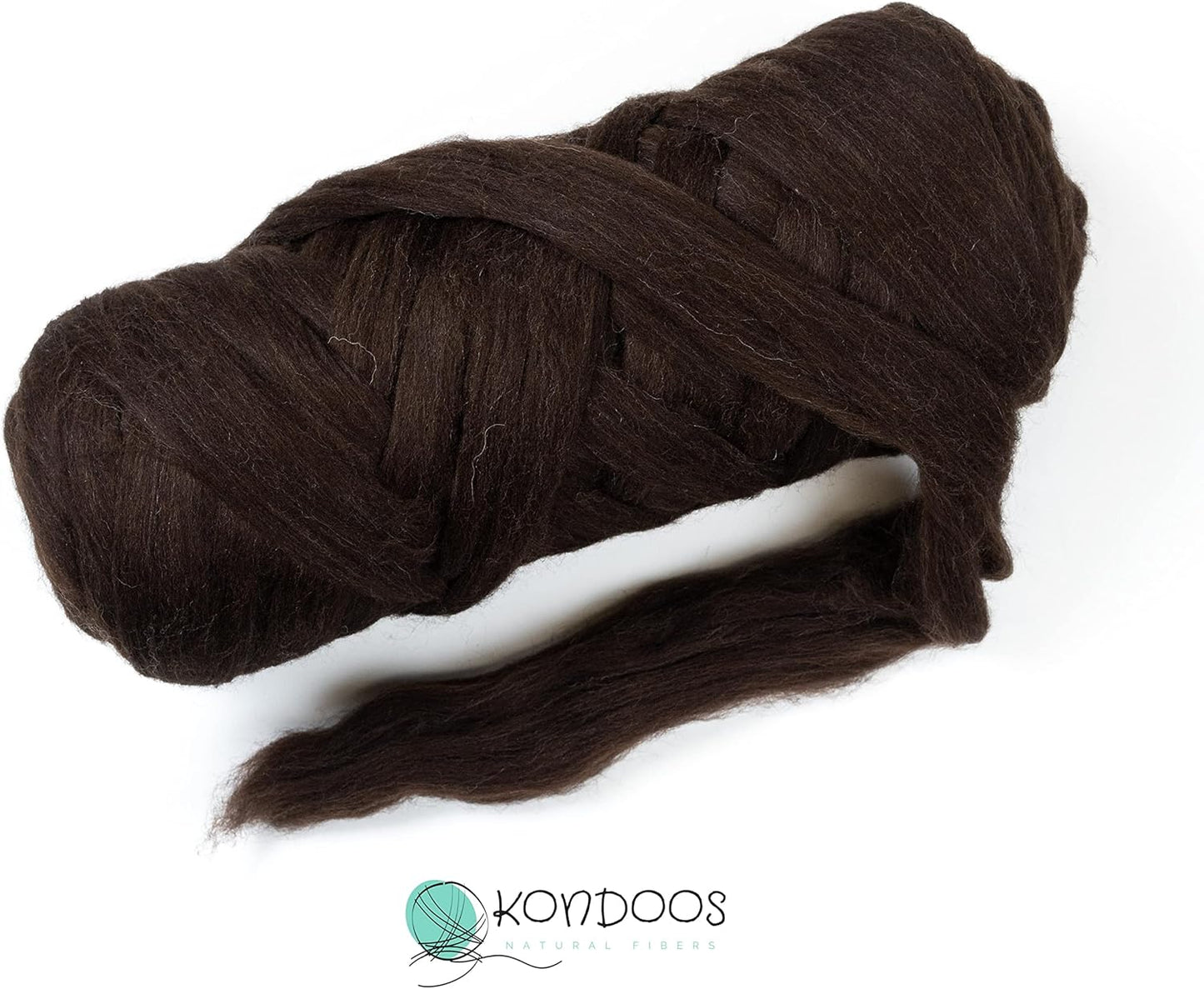 Natural Wool Bulk roving Yarn, 2 lb. Best Wool Spinning,Giant arm Knitting, Felting, Chunky Blankets Tapestry thow XXL Plaid un-Dyed. (Dark Brown Chocolate, 2 lb)