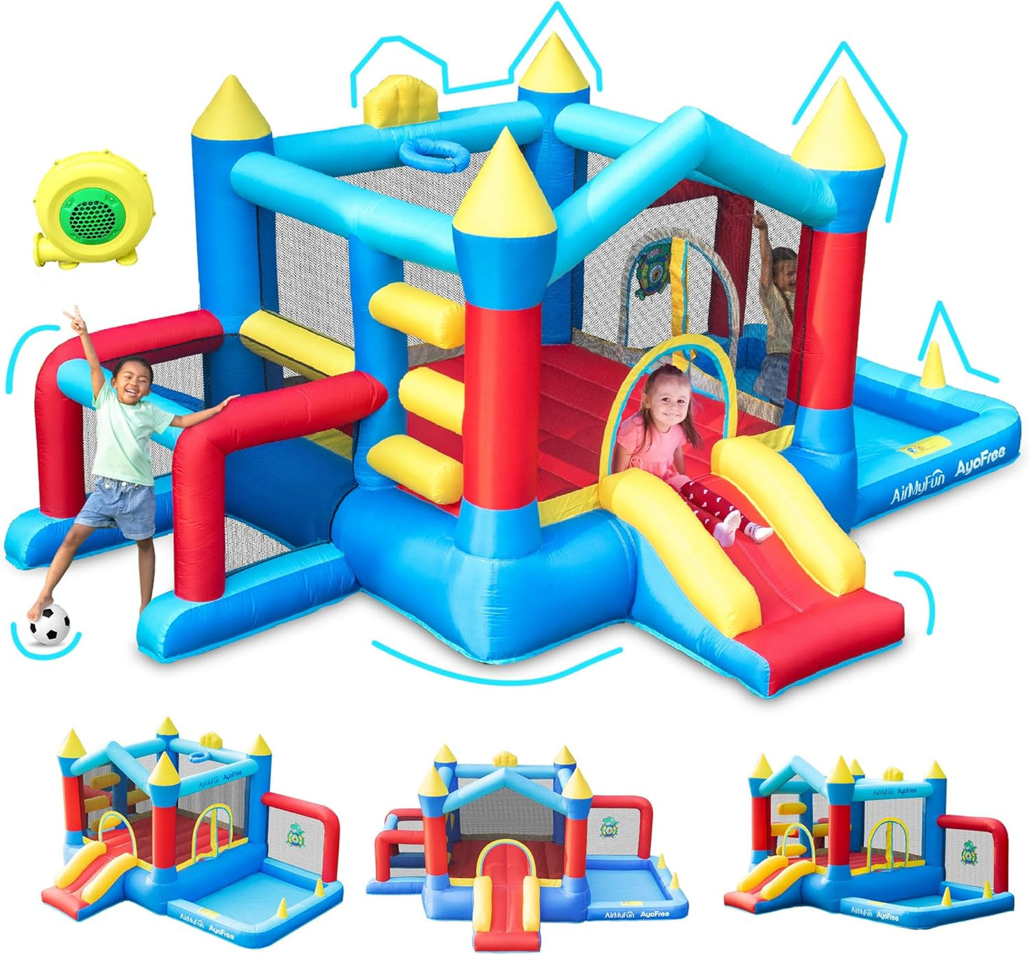 AirMyFun Bounce House for Kids 3-6, Premium Material Bounce House with Slide,Indoor Outdoor Inflatable Bounce House, Includes Blower – Bouncy Castle for Fun & Birthdays