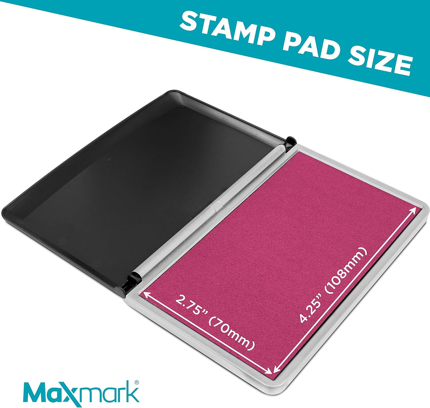 MaxMark Large Pink Stamp Pad - 2-3/4" by 4-1/4" - Premium Quality Felt Pad