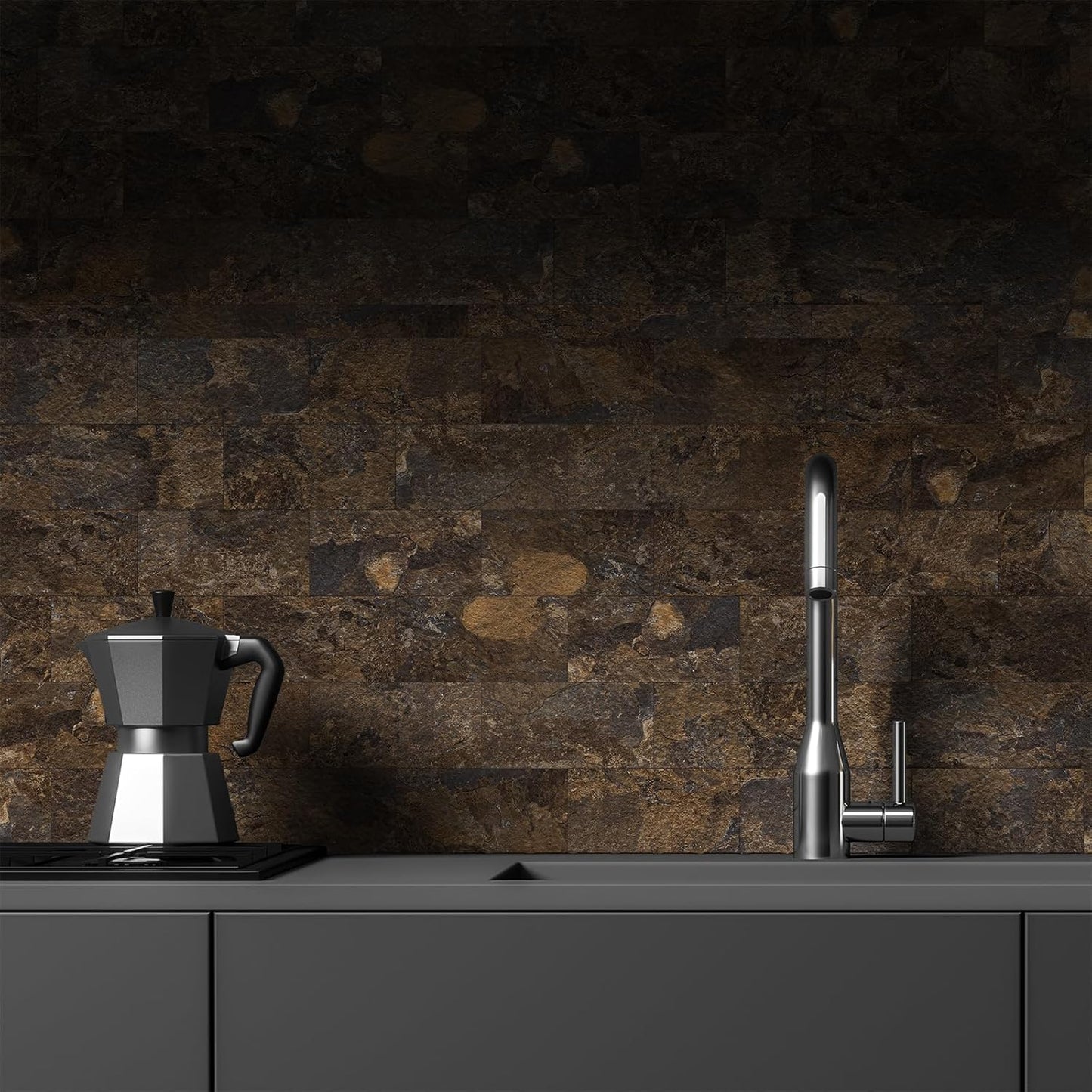 100 Pieces Peel and Stick Backsplash for Kitchen, 3" x 6" PVC Subway Tile 2025 Upgraded Rust Slate Backsplash Stick on Tile Elevate Kitchen, Bathroom, Fireplace,RV