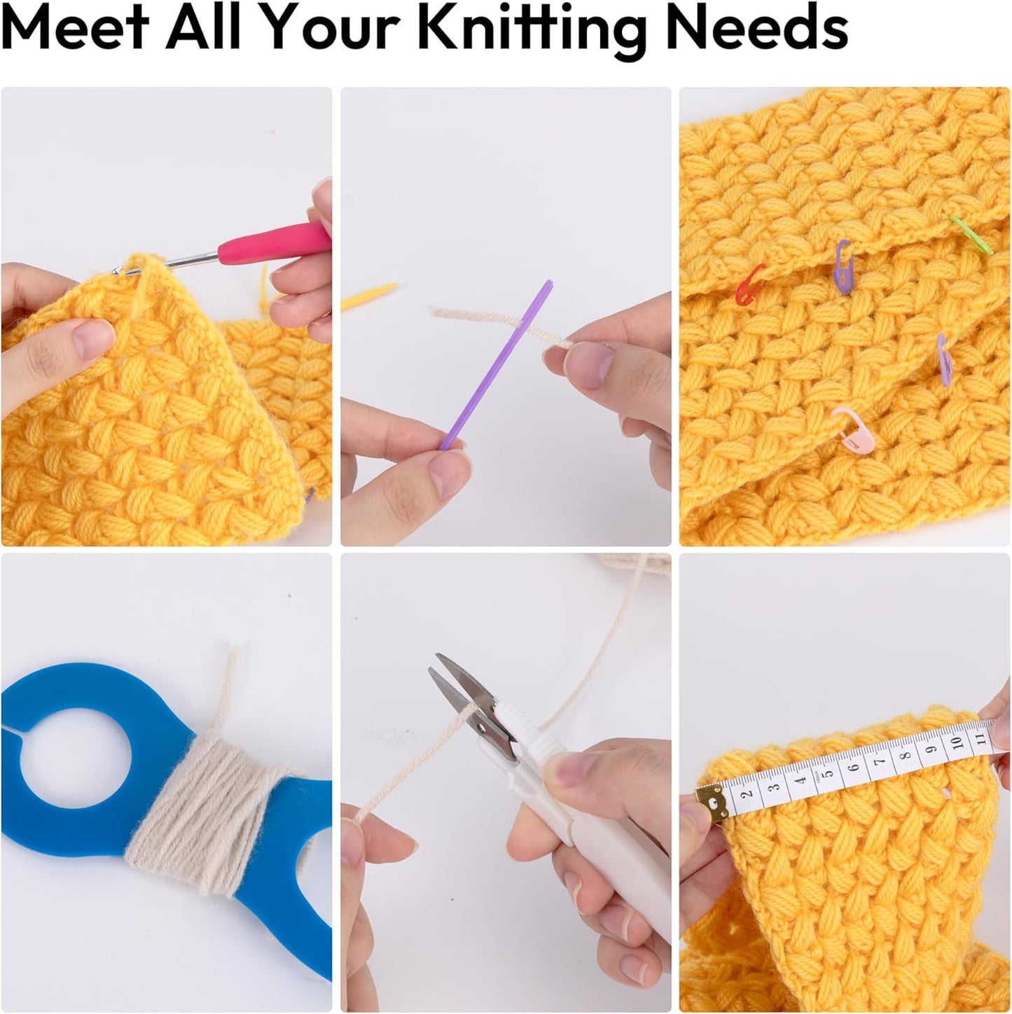 Etcokei Yarn Winder Crochet Kit, Electric Ball Winder for Knitting, Automatic Yarn Spinner Winder with Crochet Hook Set, Crochet Accessories, Ideal Helper for Knitting Lovers(White)