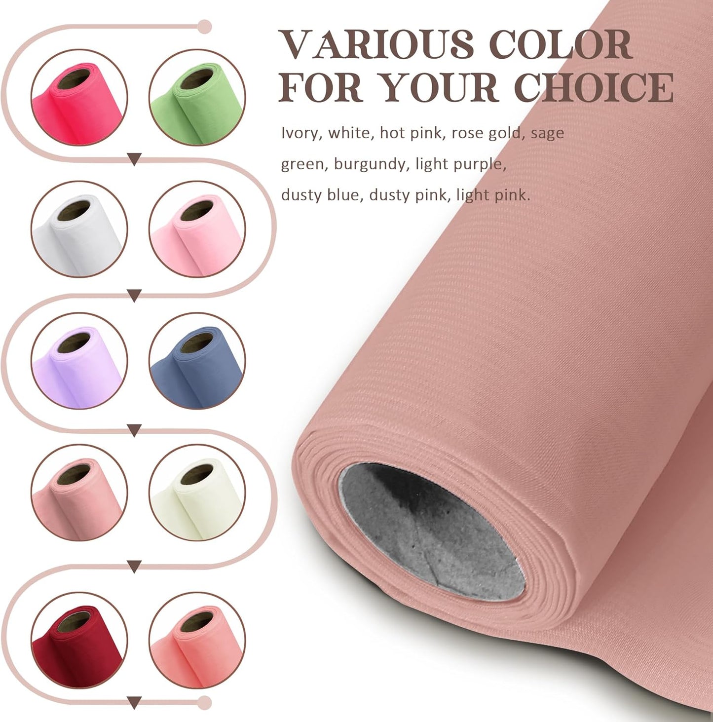 Horbaunal Dusty Rose Chiffon Fabric by The Yard, 1 Yard Continuous Sheer Fabric 59" Wide Soft Draping Fabric for Wedding Arch Draping Party Backdrop DIY Sewing