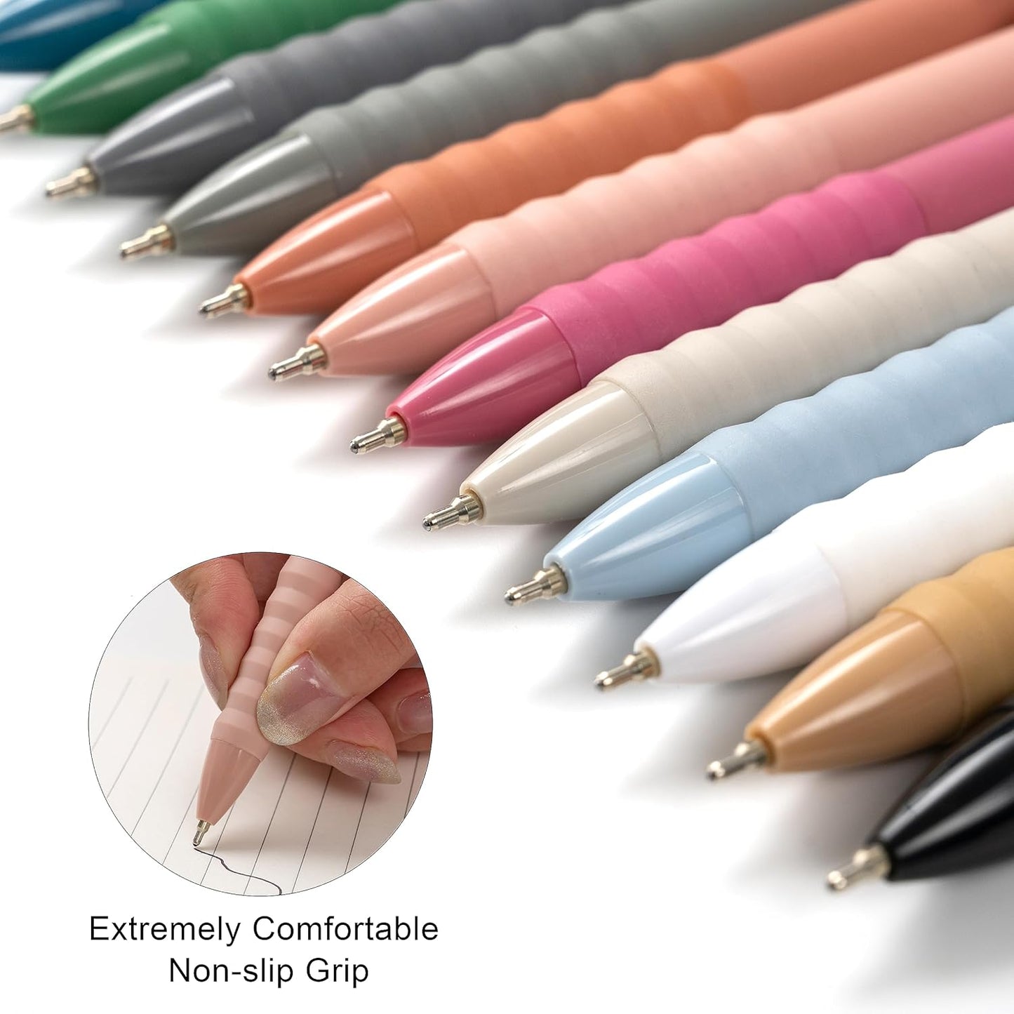 Ballpoint Pens Black Ink Ball Point Pen with Super Soft Grip Medium Point 1.0mm Office Pens (Silver 12-count)