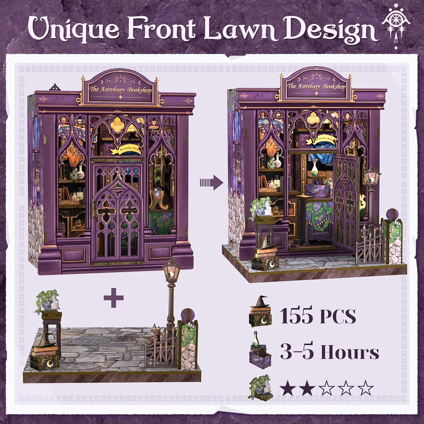 CUTEBEE Book Nook Kit - DIY Miniature House Dollhouse Kit for Adults and Teens, Booknook Tiny House Bookshelf Decor 3D Wooden Puzzle, Gifts for Family Friends (The Astrology Bookshop)