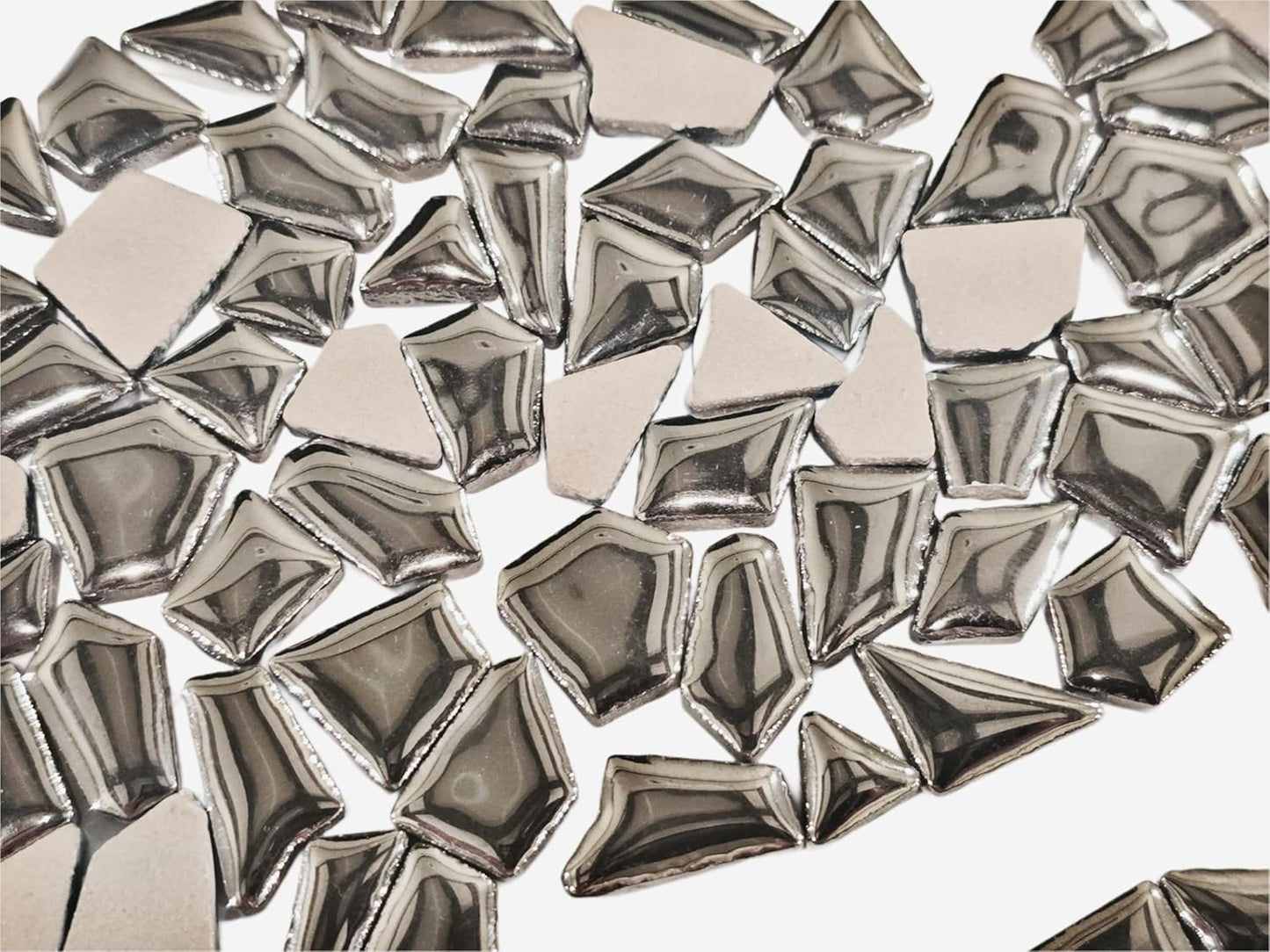 Ceramic Mosaic Tiles for Crafts & Art Projects 200 Grams Vibrant Colors Pieces Fit Together Like a Puzzle Endless Creative Ideas for Mosaic Art DIY Hobbies Small Sizes (Metallic Silver)