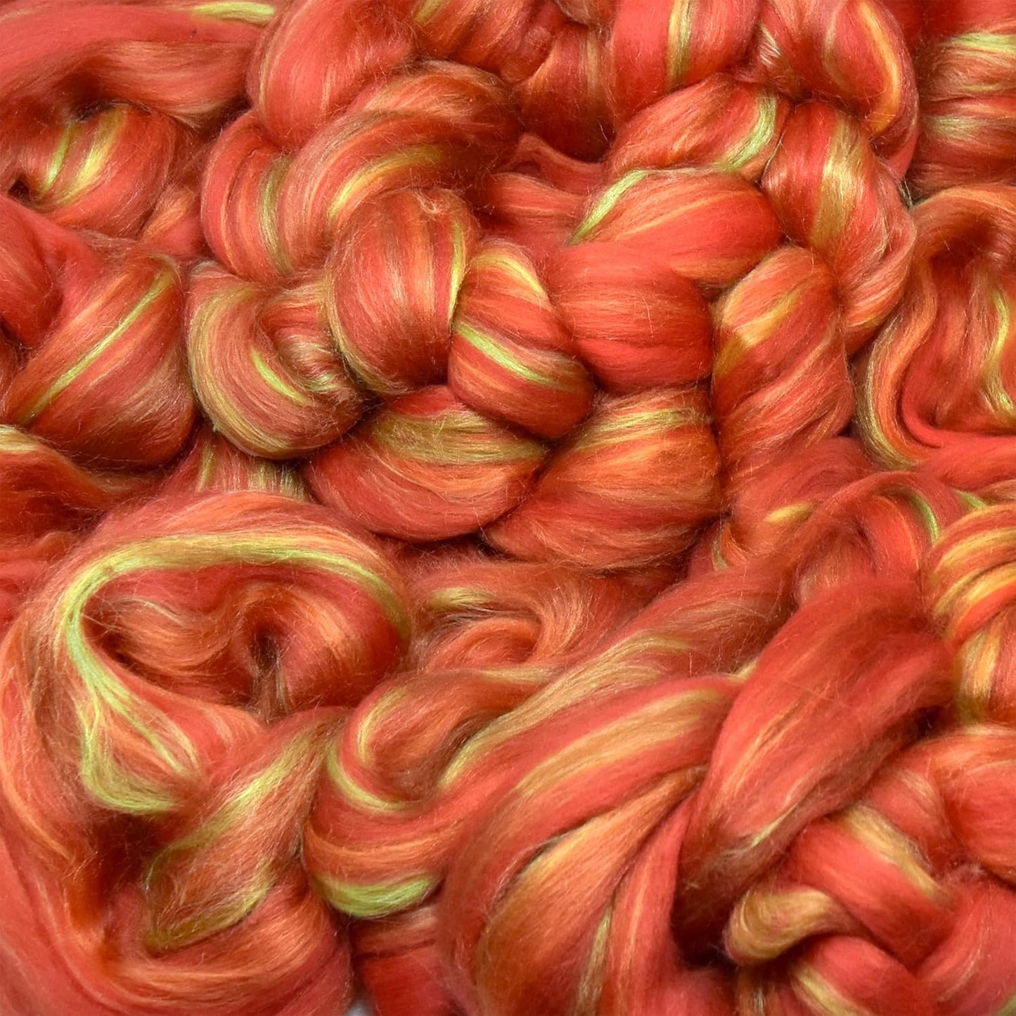 Merino Silk Luxe Tonal Designer Blend. Superfine Merino, Mulberry Silk, Tussah Silk. Top Roving for Spinning or Felting. Crimson Bliss 1oz
