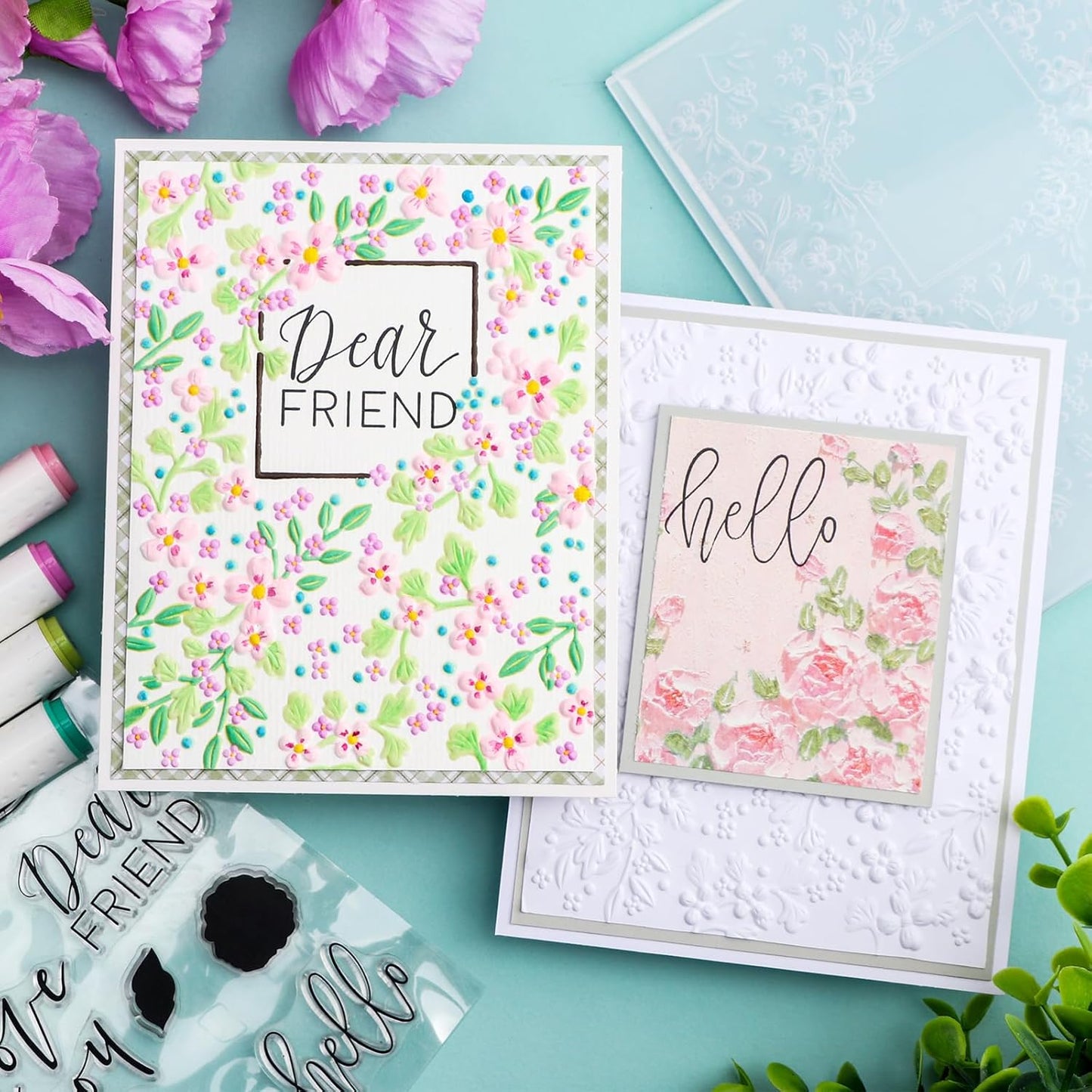 BAOFALI 3D Embossing Folder for Card Making,Cherry Blossom Plastic Texture Fades Embossing Folder Template for Scrapbooking and Other Paper Craft Album Stamps DIY Decoration 6.3" L x 4.5" W