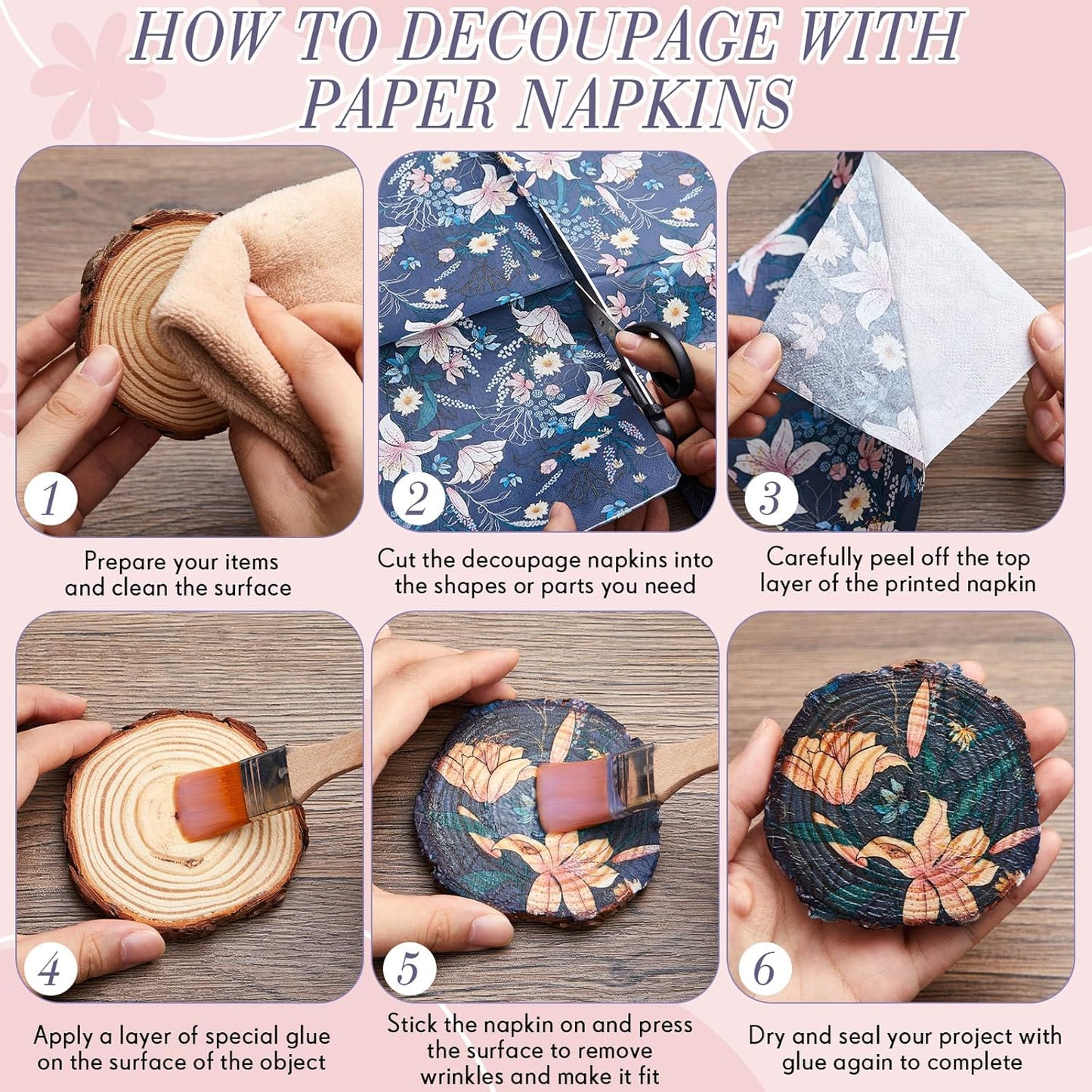 Crtiin 20 Pack Assorted Floral Napkins for Decoupage Toilet Napkins Flower Cocktail Decorative Paper for Birthday Party Beautiful Gorgeous, 20 Styles Each 6.5 inches(Style 9)