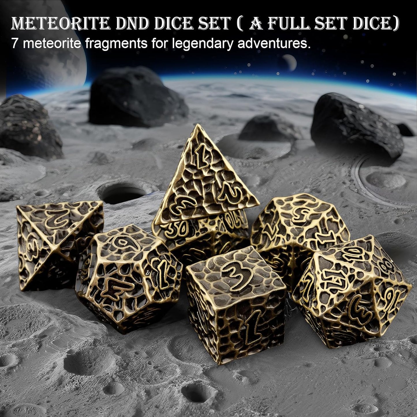 Haxtec Metal DND Dice Set Polyhedral D&D Dice Compatible with Dungeons and Dragons Gift TTRPG Antique Bronze Metal Dice