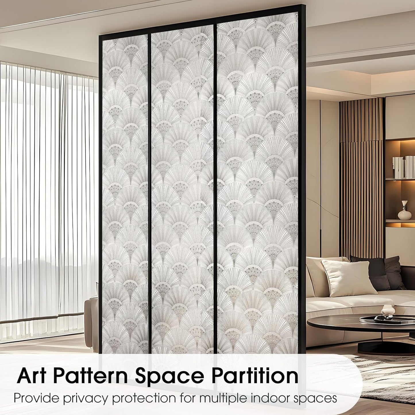 Beautyhero Window Privacy Film, Frosted Reeded Glass Cling, 3D Decorative Coverings with UV Blocking, Static Cling Tint for Bathroom Doors Cabinet