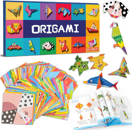 Origami Paper Kit for Kids Ages 5-8 8-12,152 Sheets Origami Paper - 72 Double Sided Patterns with Instructional Book,DIY Art Craft Projects,Travel Game Activity,Gift for Boys Girls Beginners