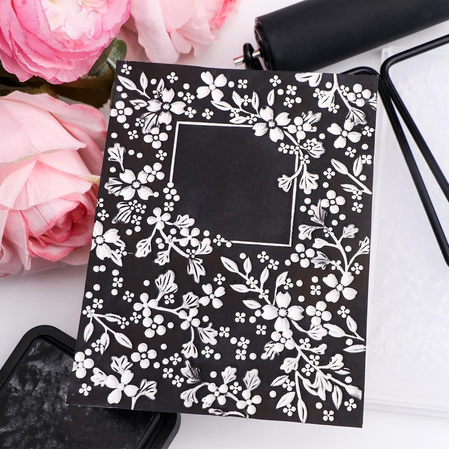 BAOFALI 3D Embossing Folder for Card Making,Cherry Blossom Plastic Texture Fades Embossing Folder Template for Scrapbooking and Other Paper Craft Album Stamps DIY Decoration 6.3" L x 4.5" W