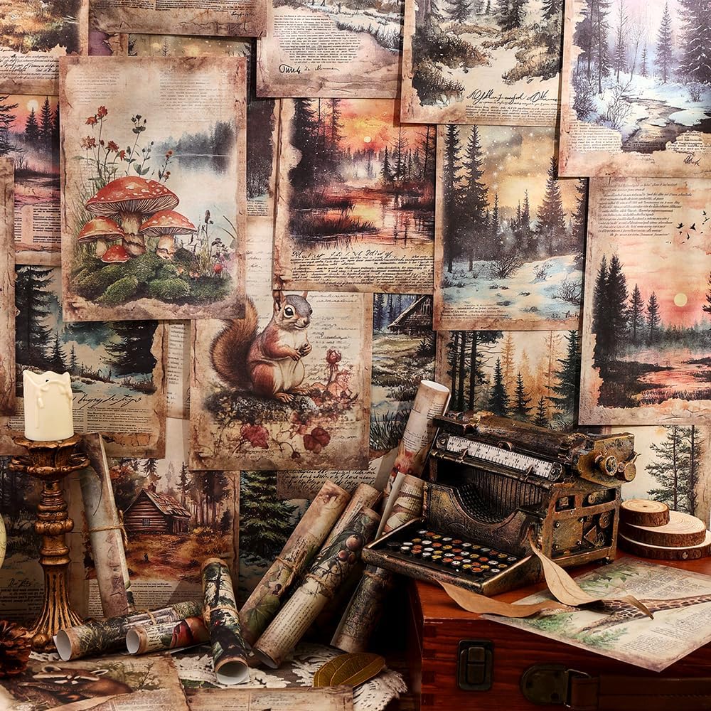 icceemee 160 Sheets of Nature Scrapbook Paper, journaling Scrapbook Supplies Craft Collage Paper Set, Junk Journal Bullet Journal Poster Room Decor for Card Making Decorative Gifts