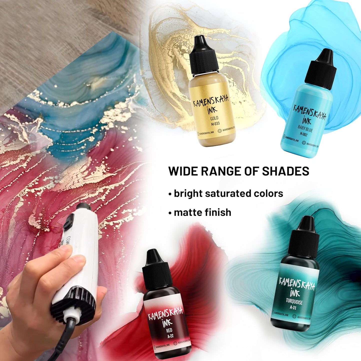 Alcohol Ink Set #4: Matched Color Combination of Alcohol Inks, 4 pcs. 0.51 fl oz (15 ml) Each