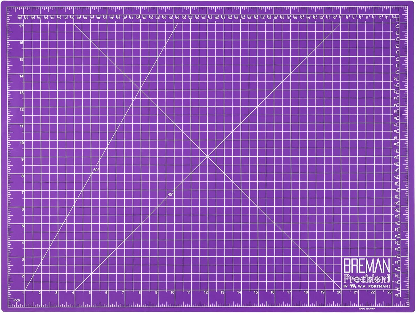 Breman Precision 18x24 Inch Self Healing Cutting Mat - 2-Sided 5-Ply PVC Purple/Gray Cutting Mats for Crafts, Sewing, Quilting and DIY Projects - Durable and Non-Slip Design with Precise Grid Lines