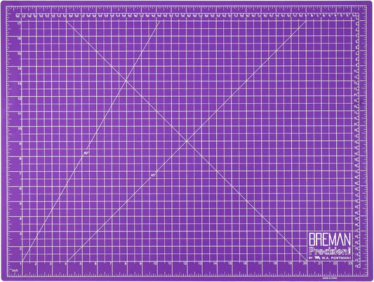 Breman Precision 18x24 Inch Self Healing Cutting Mat - 2-Sided 5-Ply PVC Purple/Gray Cutting Mats for Crafts, Sewing, Quilting and DIY Projects - Durable and Non-Slip Design with Precise Grid Lines
