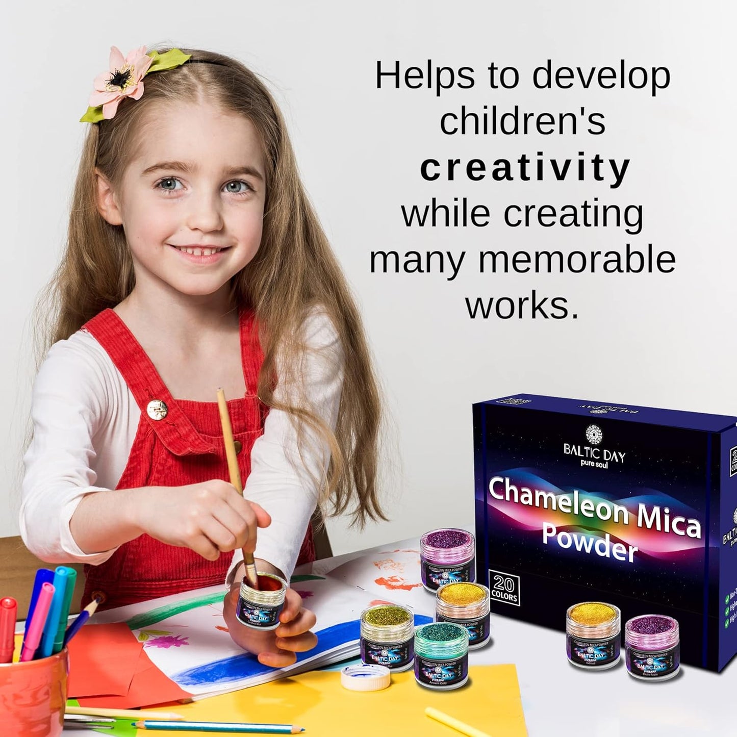 BALTIC DAY - Chameleon Mica Powder, 8 Jars of Color Shift Mica Set - Epoxy Resin Color Pigment - Chameleon Powder Glitter - Holographic Mica Powder for Resin