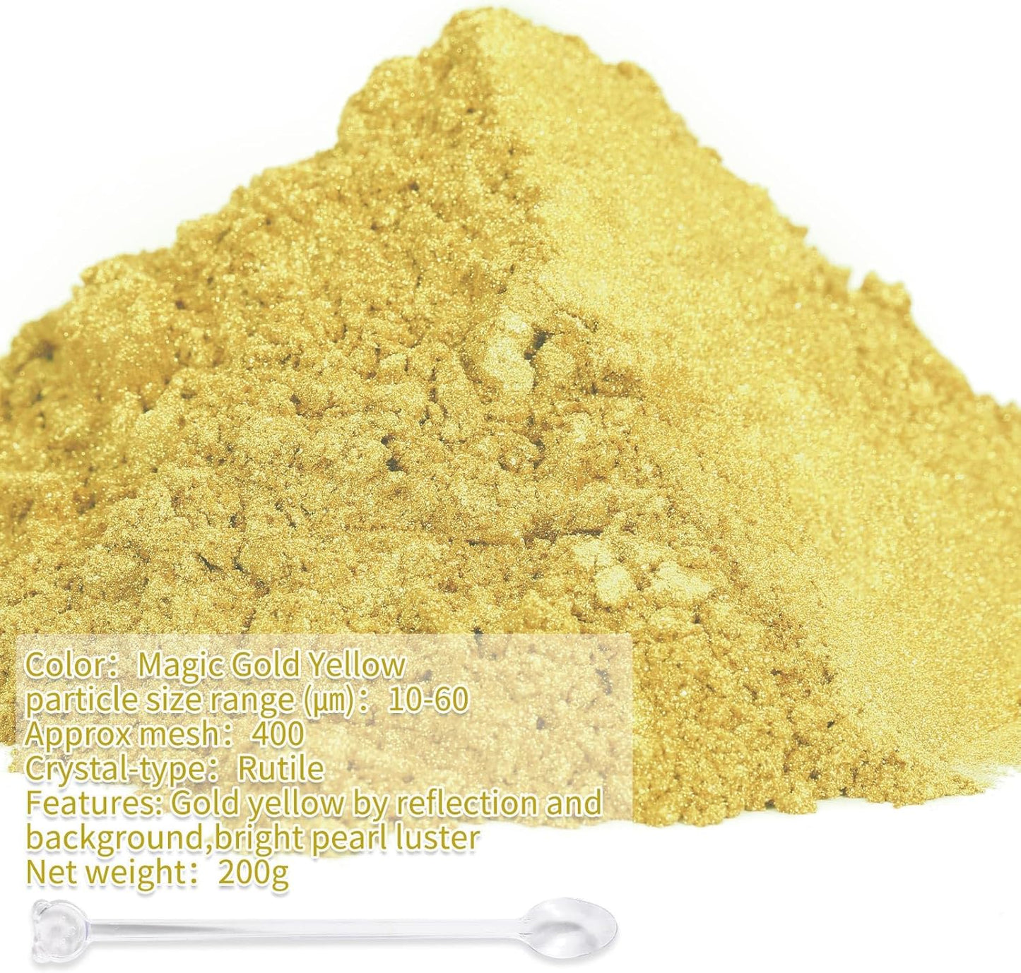 Mica Powder,200g/7.42oz Large Jar,Magic Gold Yellow Mica Powder Pigment for Epoxy Resin，Lip Gloss，Paint，Dye，Soap Making，Nail Polish,Candle Making,Bath Bombs