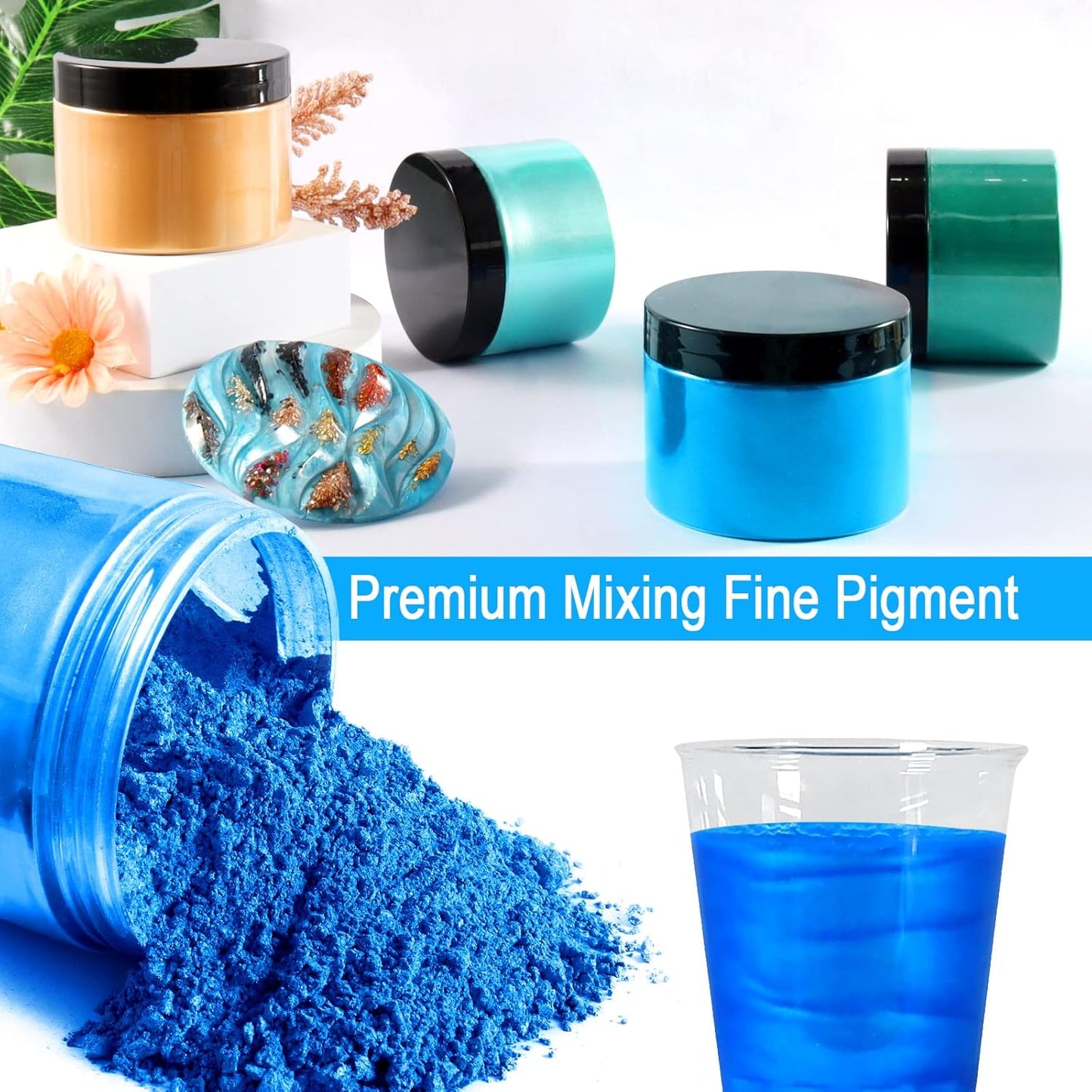 Ceya Mica Powder, 5.3oz/ 150g Ocean Blue Pearlescent Effect Colorant Pigment Powder for Epoxy Resin,Tumblers, Slime Bath Bomb, Soap Dye, Slime, Candle, Resin Crafting, Paint, Jewelry, Nail Polish