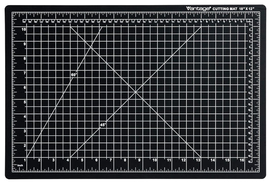Dahle Vantage 10671 Premium Self-Healing Cutting Mat, 12"x18", 1/2" Grid, 5 Layers for Max Healing, Perfect for Crafts & Sewing, Black