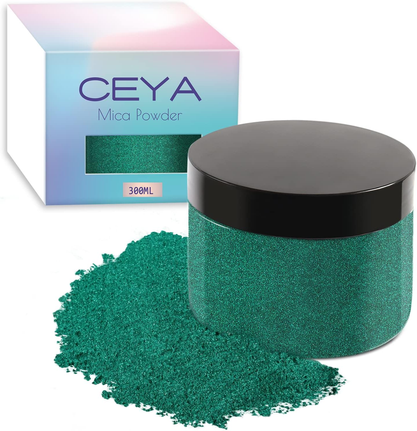 Ceya Mica Powder, 5.3oz/ 150g Pine Green Pearlescent Effect Colorant Pigment Powder for Epoxy Resin, Tumblers, Slime Bath Bomb, Soap Dye, Slime, Candle, Resin Crafting, Paint, Jewelry, Nail Polish