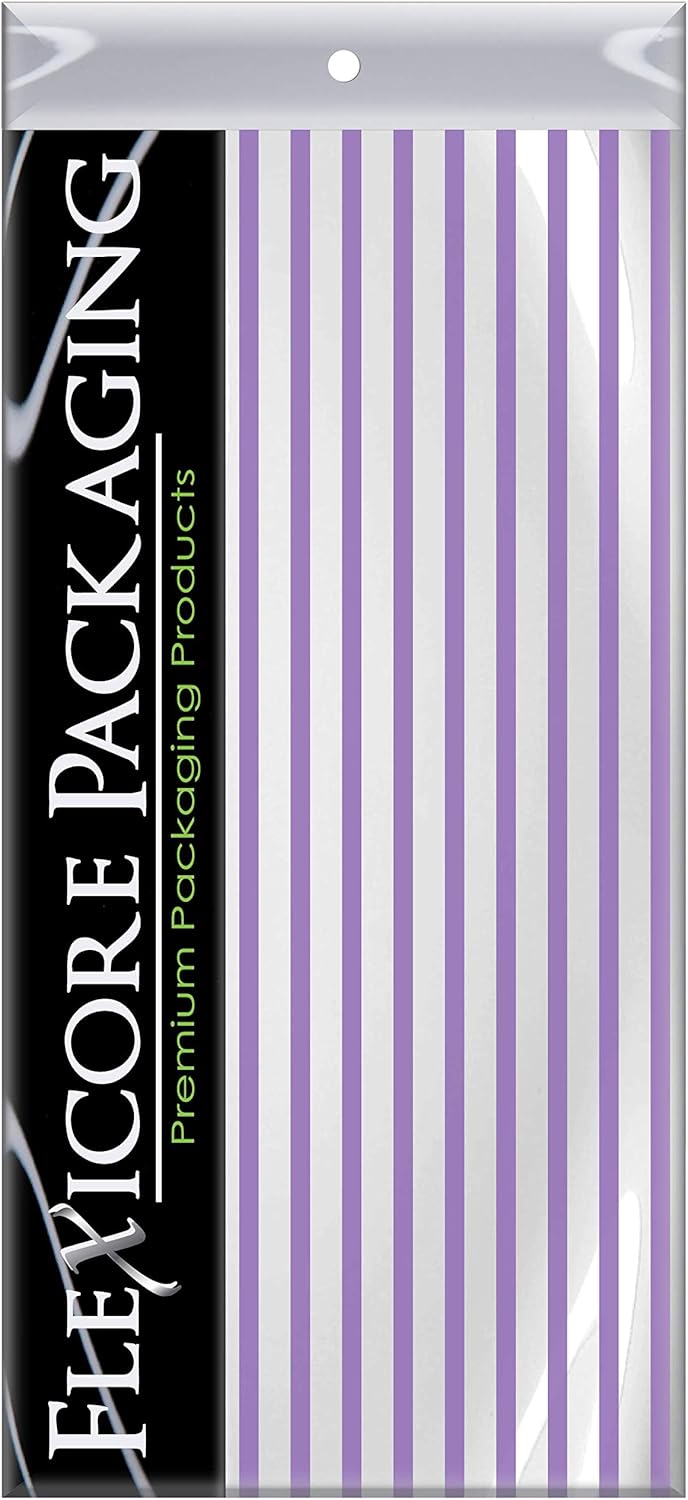 Flexicore Packaging Lilac Purple Pin Stripe Print Gift Wrap Tissue Paper Size: 15 Inch X 20 Inch | Count: 100 Sheets | Color: Lilac Pin Stripe
