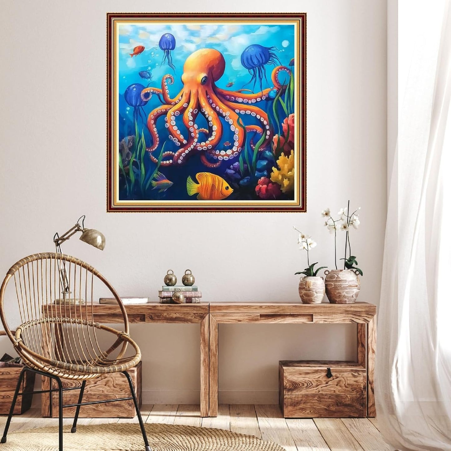 Hopeart Stamped Cross Stitch Kits for Beginner Embroidery Kits for Beginners Adults DIY 11CT Cross Stitch Patterns Needlepoint Kits Crossstitching Kits-Underwater World 18x18 inch