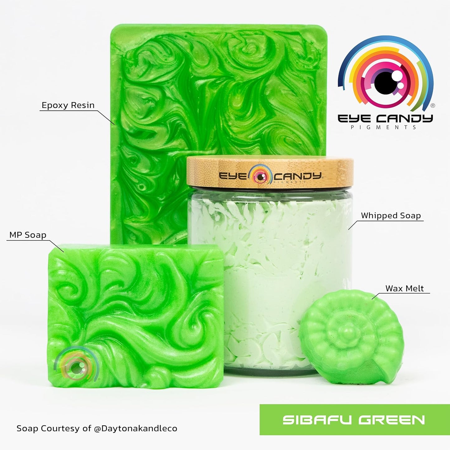 Eye Candy Pigments Premium Green Mica Powder - Sibafu Green (50gr) - for Epoxy, Resin, Soap, Paint, Woodworking, Acrylic Pouring, Bath Bombs, Fishing Lures - DIY Arts and Crafts Additive