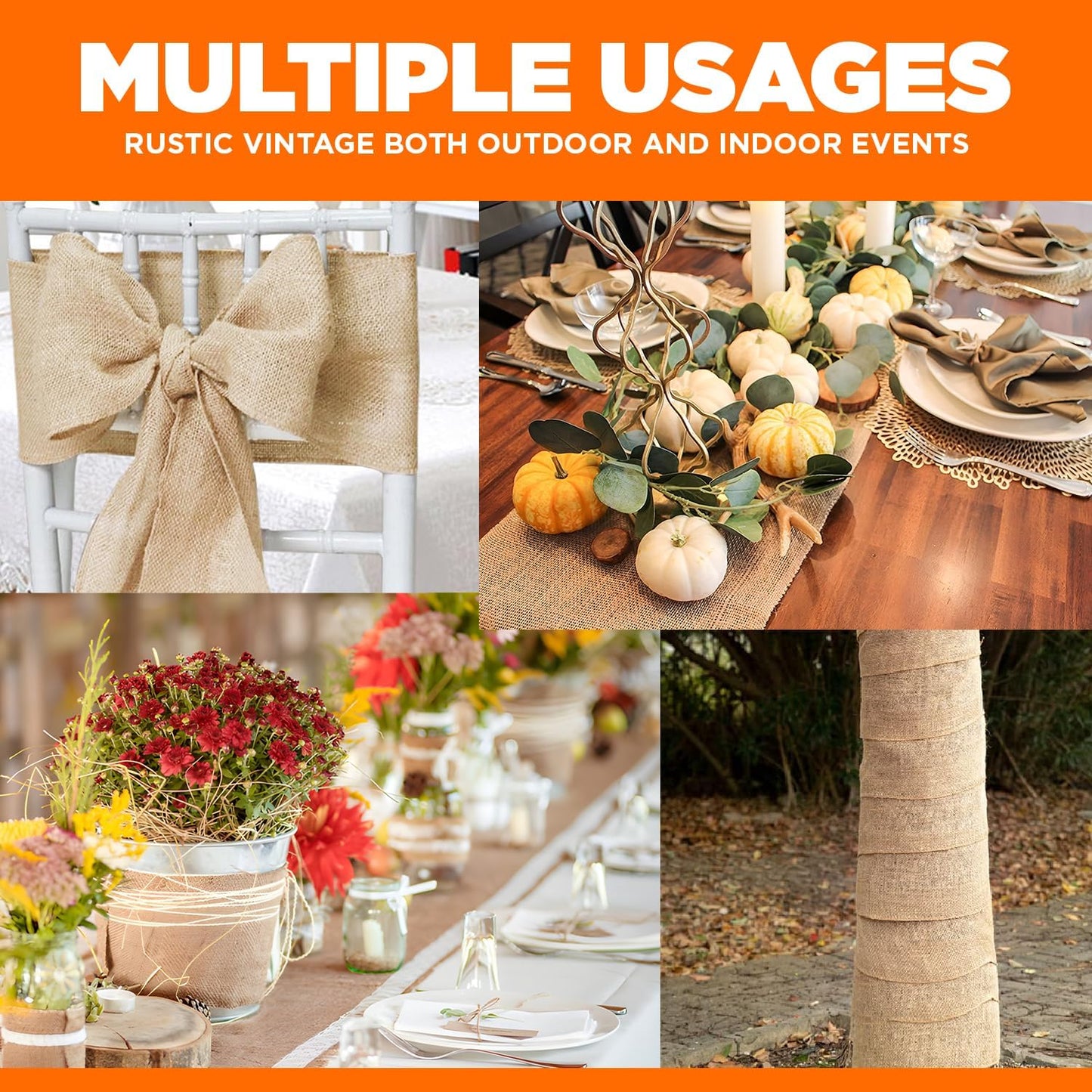 Burlap Table Runners- {14inx10yards}- Burlap Cloth Roll Used for Dining Runners, Crafts, Dresser Cover & Sackcloth - Natural Jute Runner Suitable for Event Decor, Thanksgiving Table & Weddings