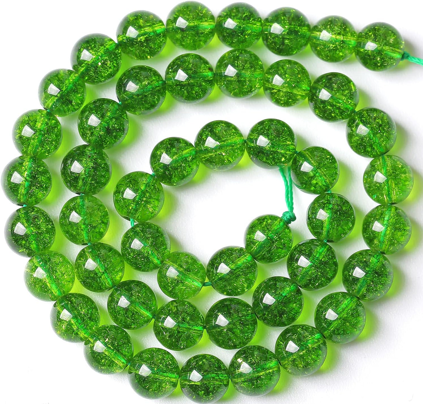 8MM Green Peridot Crystal Quartz Beads Natural Gemstone Beads Round Loose Beads for Jewelry and Bracelets Making 90pcs 2 Strands 32"