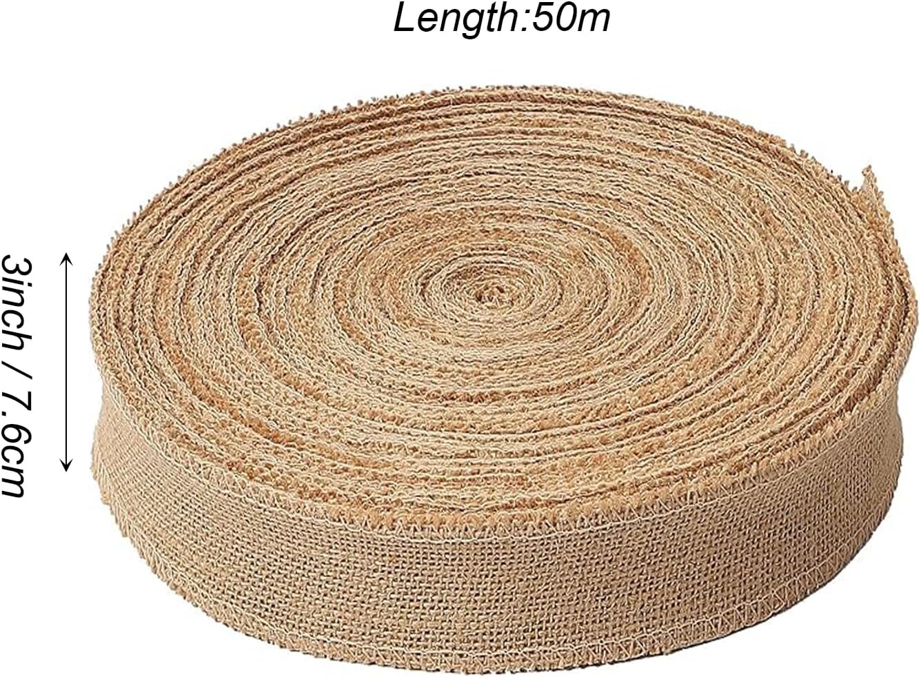 KINJOEK 3 Inch Wide 54 Yards Burlap Ribbon, Natural Jute Fabric Ribbon Crafts Ribbon for Christmas Wedding Gifts Burlap Fabric DIY for Decoration