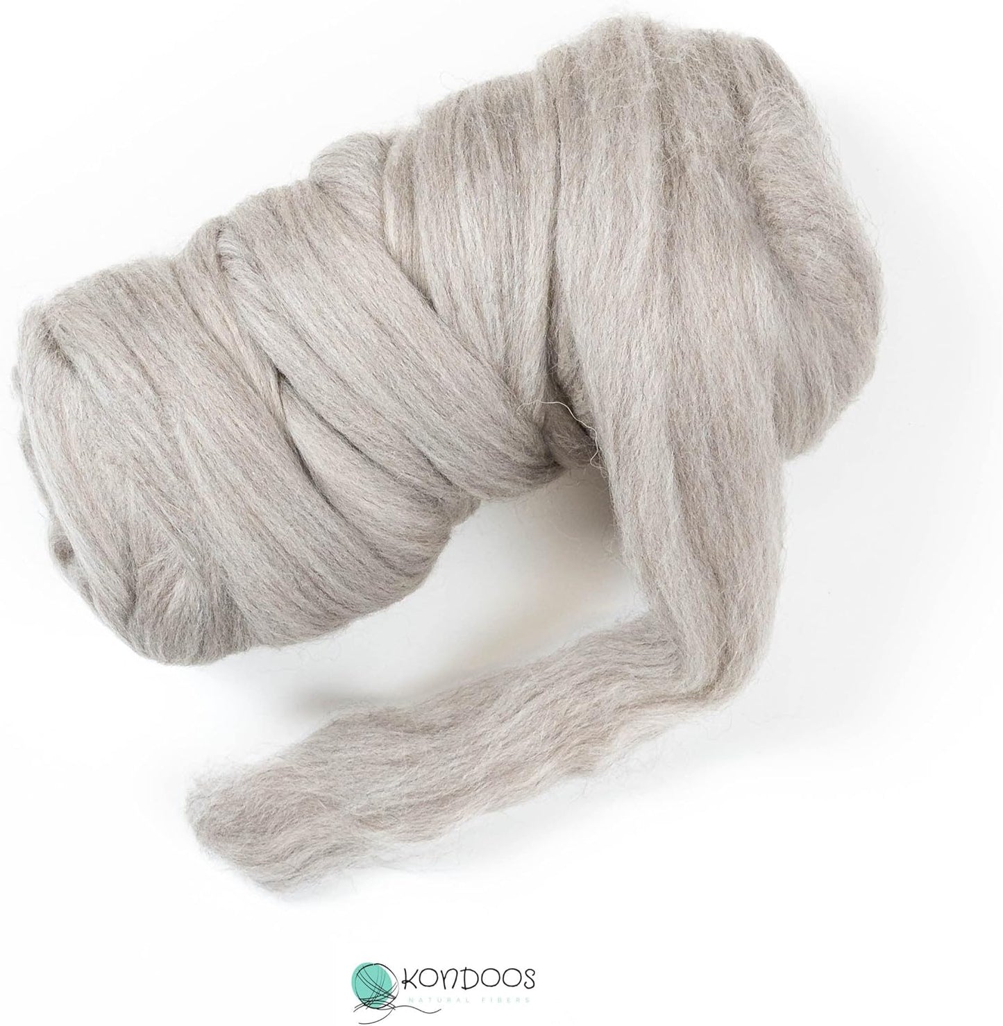 Natural Wool roving, 8 OZ. Best for Needle Felting, handcrafts and Spinning. Natural Colours, un-Dyed. (Gray Sand, 8 oz)