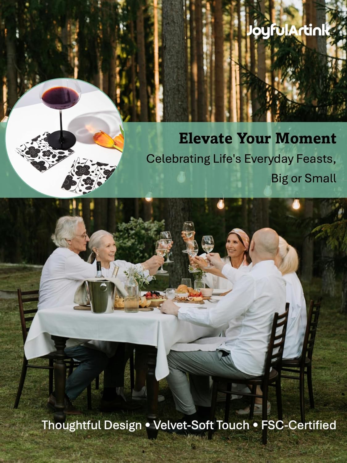 80 pack Designer Cocktail Beverage Napkins, 3-Ply 5x5-inches Disposable Decorative Fall Winter Guest Floral Black White Flower Napkin for Wedding Birthday Anniversary Party Baby Shower