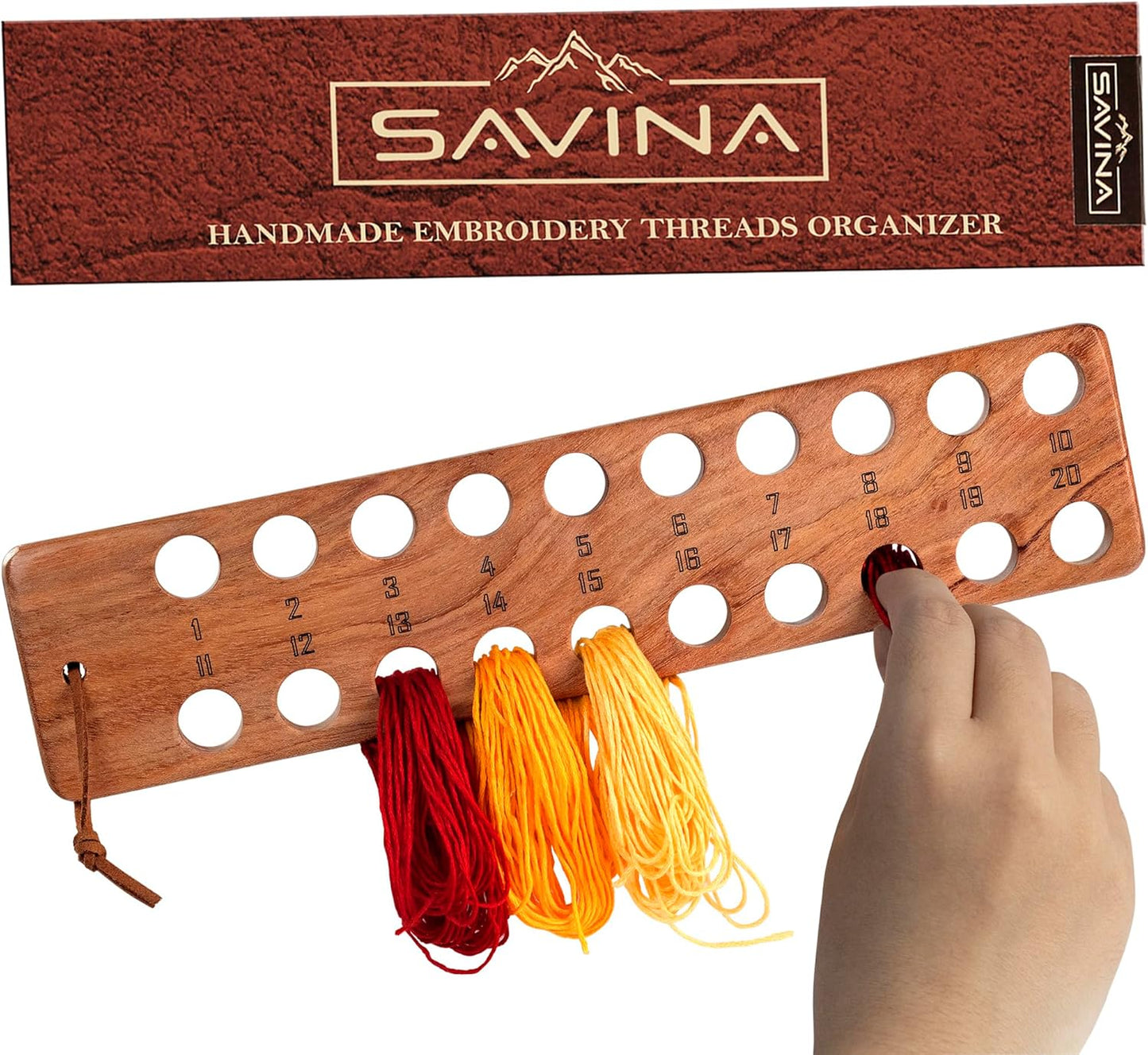 Savina Embroidery Floss Organizer, 20-Hole Cross Stitch Thread Holder Storage Tool, Accessory for Cotton Thread Craft DIY Sewing Storage.