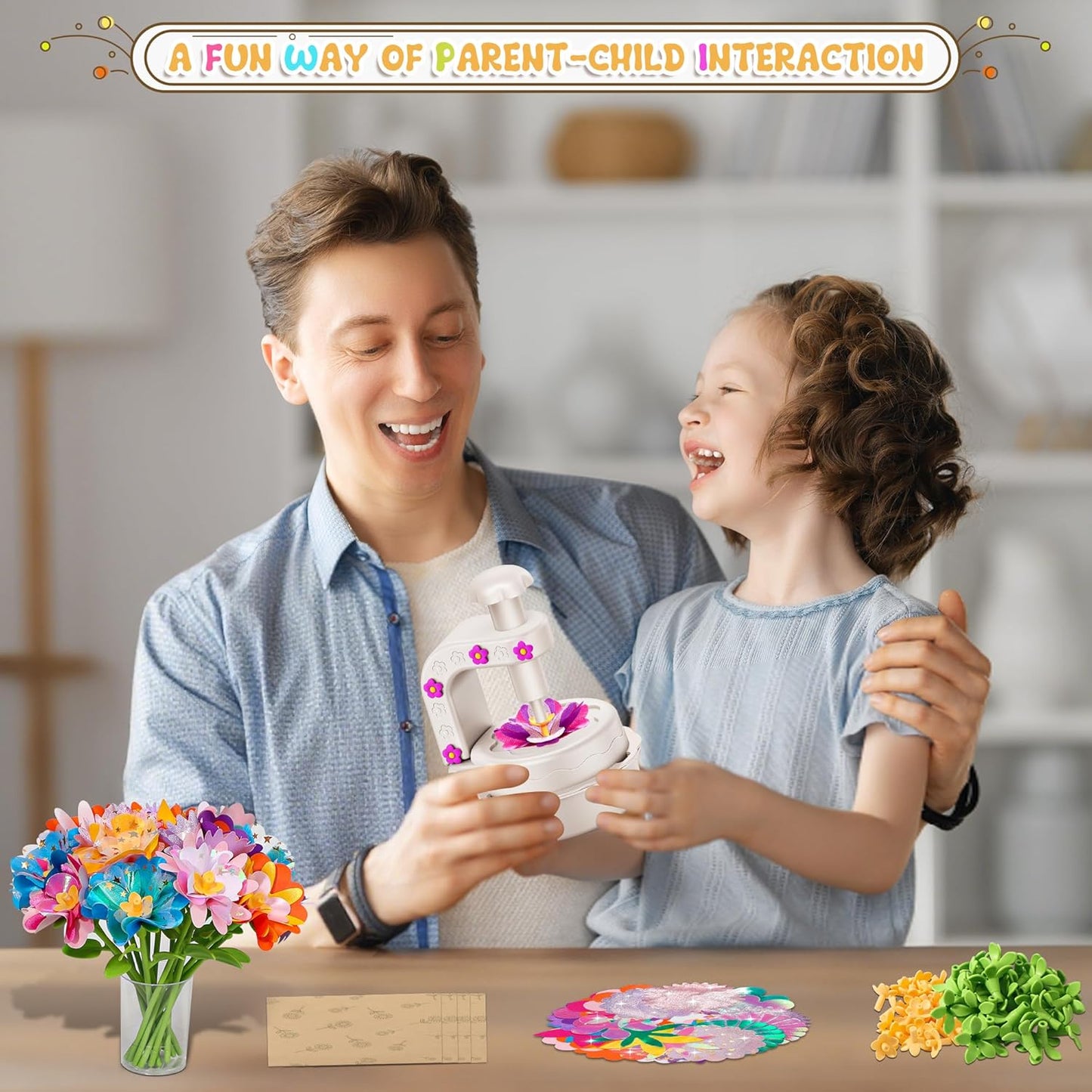 Fabric Flower Bouquets Toys,DIY Craft Kits for Kids,Arts and Crafts Toy for 3+ Year Old Girls,Flowers Market Toy,Build Your Flower Bouquet,Educational Preschool Learning Toys for Birthday,Christmas