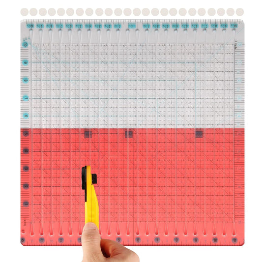 Acrylic Quilting Ruler 11.5" x 10.5" for Precise Fabric Cutting Quilt Rulers Quilting Sewing Tools Slotted Rulers,Stripology Ruler for Quilting