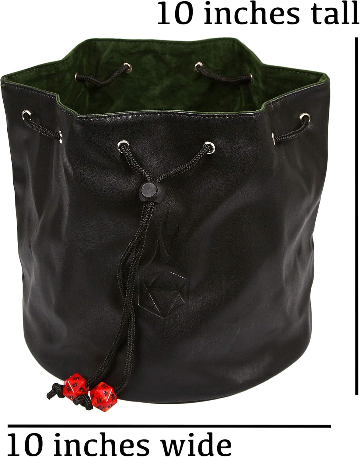 Forged Dice Co. Pouch of The Endless Hoard Dice Bag - Holds Over 1,000 Polyhedral Dice - Dice Storage Bag with 7 Pockets - Perfect for Bulk Dice - Black/Green
