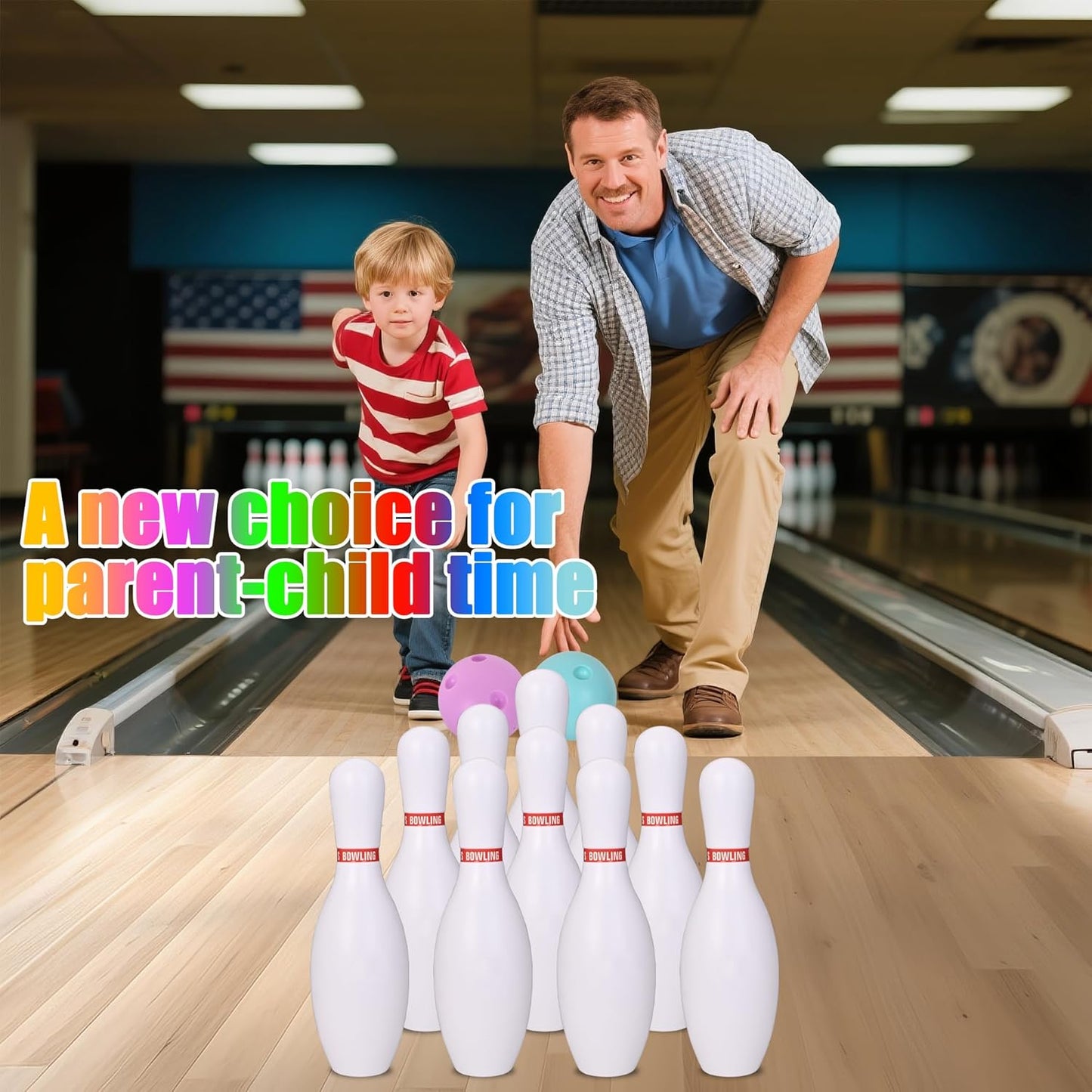 Bowling Set for Kids and Adults, Bowling Balls & Pins for Outdoor and Indoor Fit Christmas Birthday Carnival Party Games, Kids Education Motor Skills Outdoor Toys