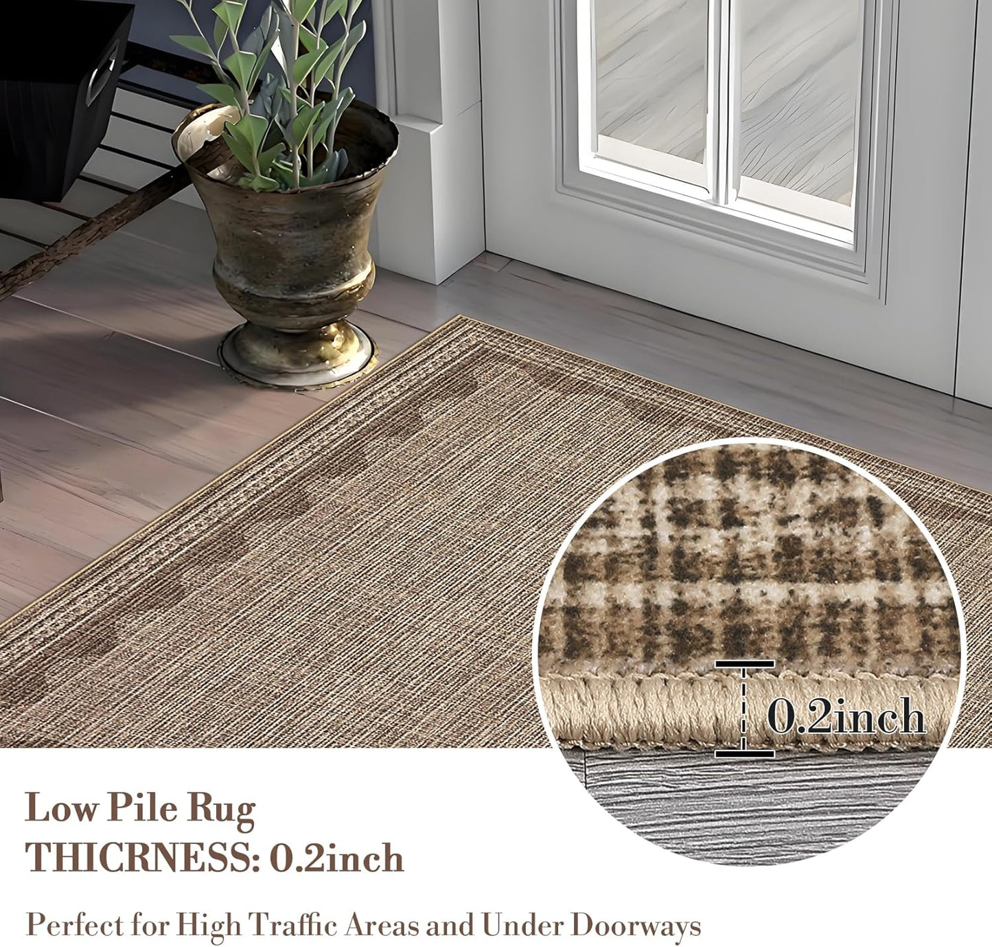 Scalloped Washable Rug 5x7 Area Rugs for Living Room, Solid Coffee Rug for Bedroom Girls, Non Slip Scalloped Throw Mat with Rubber Back, Soft Dorm Nursery Low Pile Carpet for Dining Room