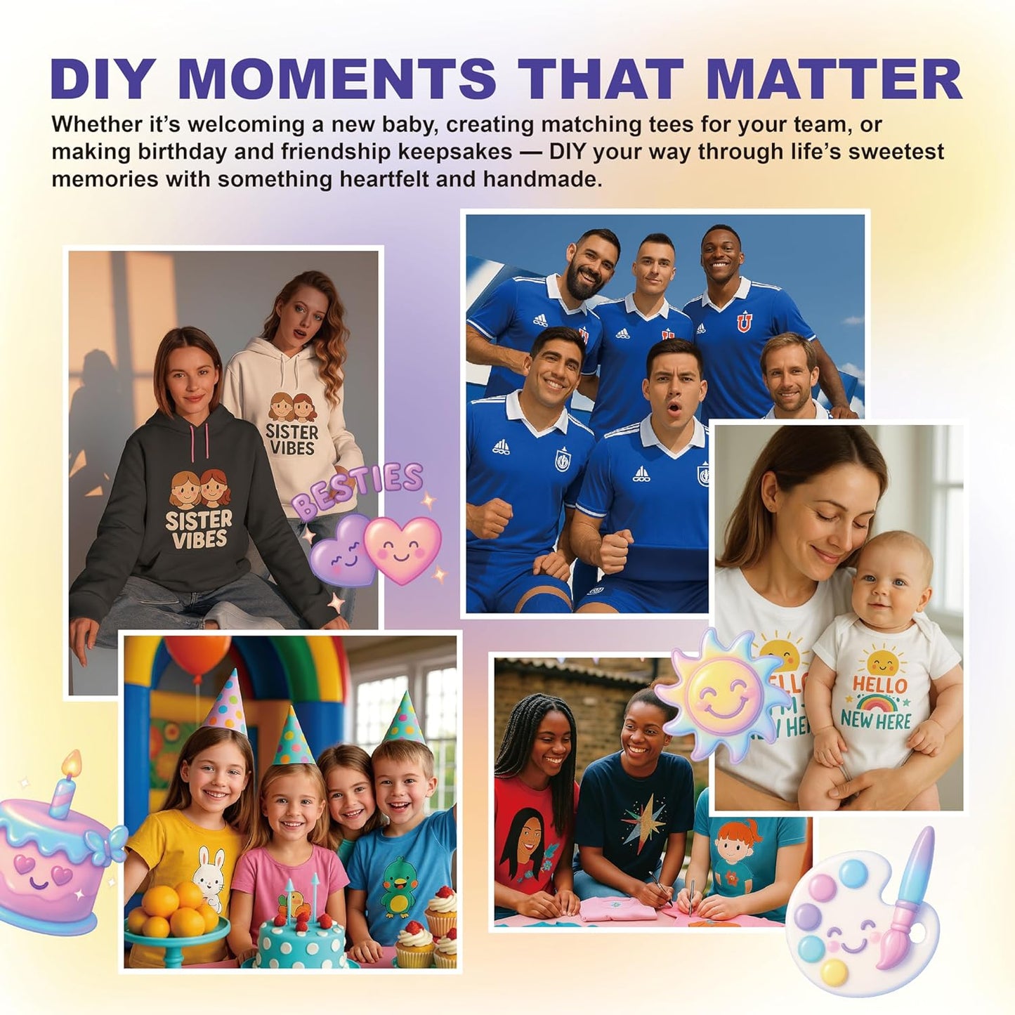 HTVJOYDO Iron-On Heat Transfer Paper for T-Shirts, 25 Sheets 8.5x11", Iron on Vinyl for Light Fabric, Printable Heat Transfer Vinyl for Inkjet Printer, Perfect for Summer Crafts