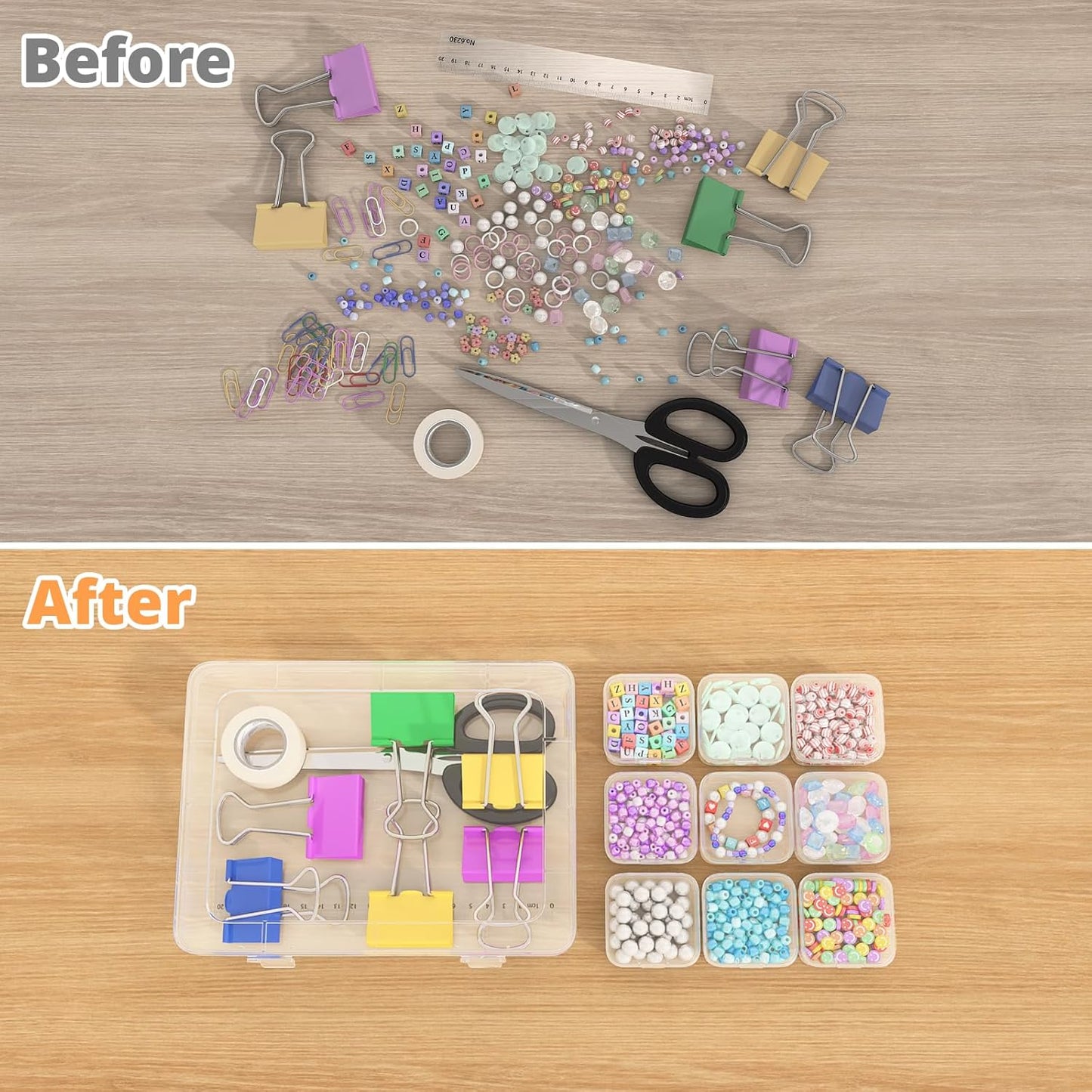 Mathtoxyz Bead Organizer Box, 31Pcs Small Beads Organizers and Storage Plastic Cases Mini Clear Dimond Storage Containers Boxes with Hinged Lid and Rectangle for Bracelet Making DIY Jewelry Craft Nail