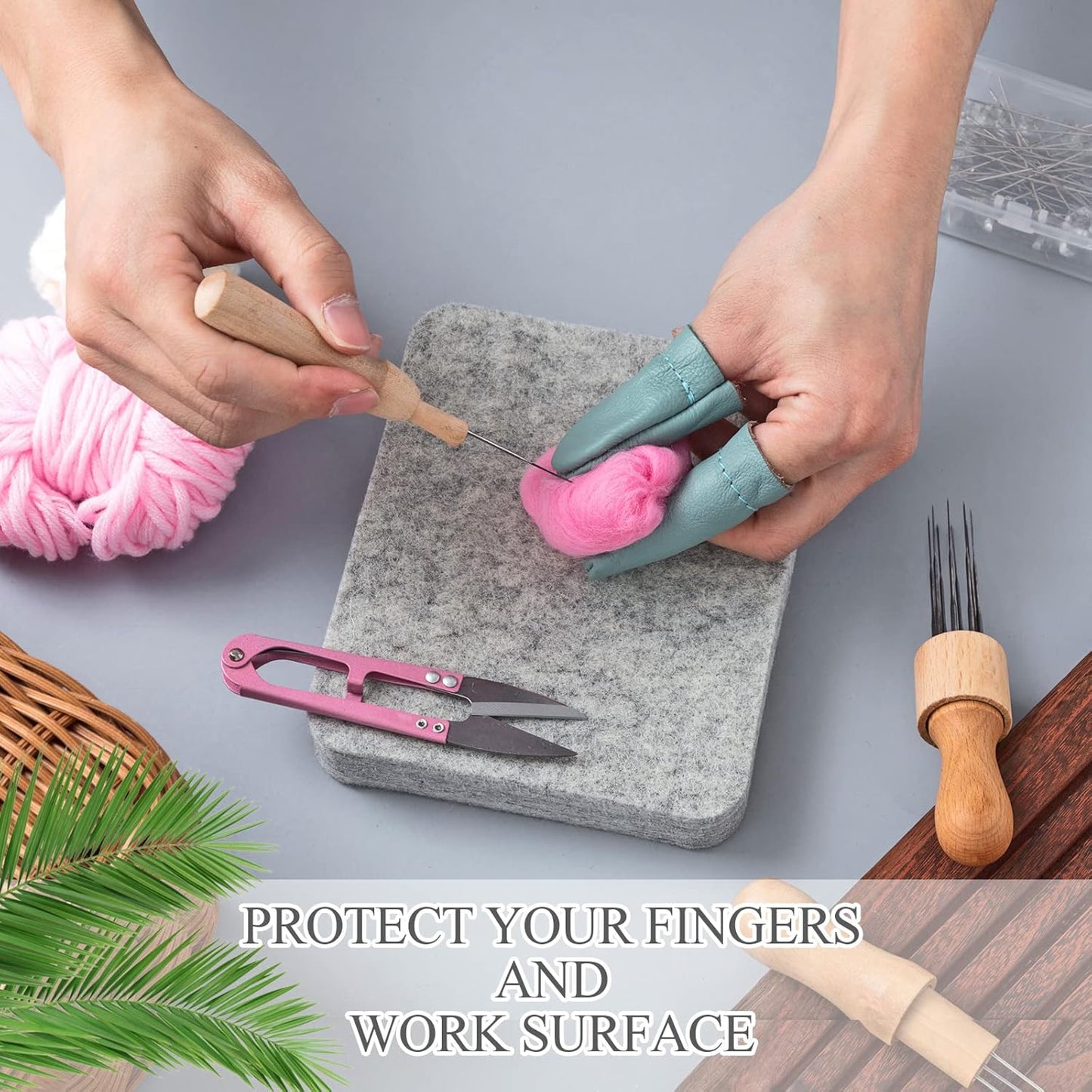 Amylove 2 Pcs Needle Felting Pad Needled Felting Mat Wool Supplies Thick Firm Base Woolen Block for Beginners Crochet Knitting Projects Kit Tool, Gray (5 x 6 x 1 Inch)