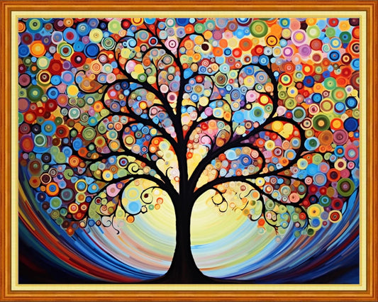 Dooxvey Cross Stitch Kits for Adults Beginners,Full Range of Cross-Stitch Stamped Kits Needlepoint Kit for Beginners Embroidery Kits 11CT Crossstitch Patterns-Magic Starry Sky Tree 16x20 inch